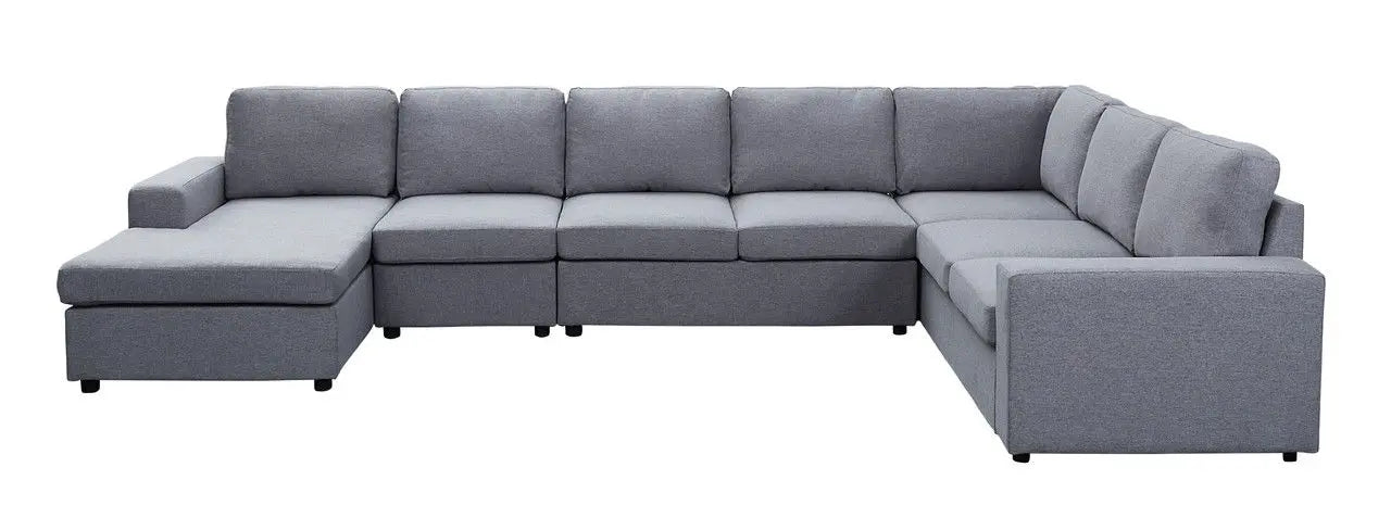 Hayden - Linen 7 Seat Reversible Modular Sectional Sofa Chaise Lilola Home