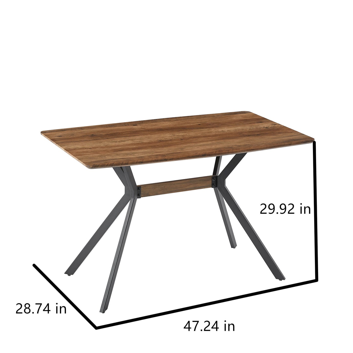 Modern Minimalist Style Dining Table MDF Wooden Top Metal Shelf Metal Heat Transfer Legs Leveling Feet For Dining Room Kitchen Office Table - Walnut / Black Home Essentials