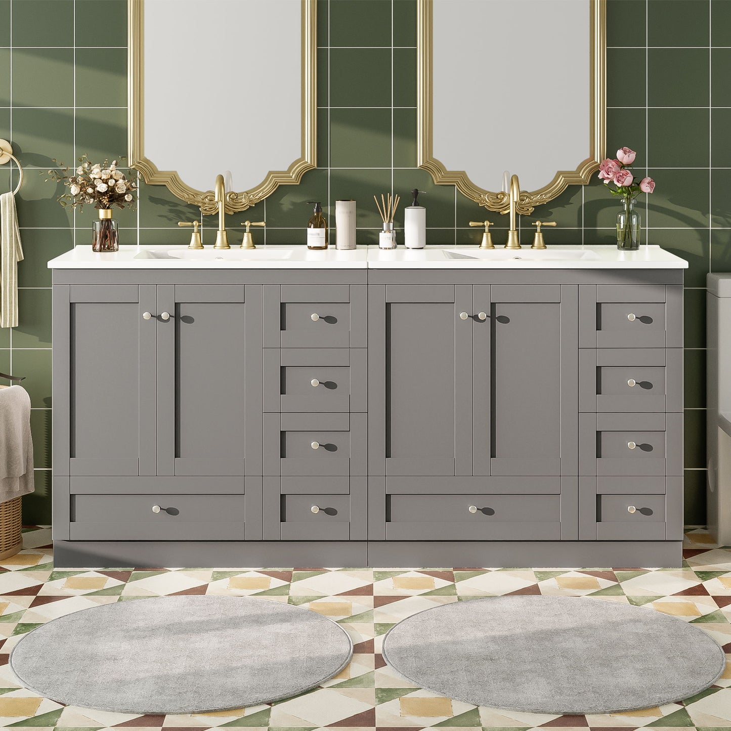 Shaker Free Standing Bathroom Vanity Cabinet With Sink, Soft Close Drawers, Soft Close Doors Hearth and Haven