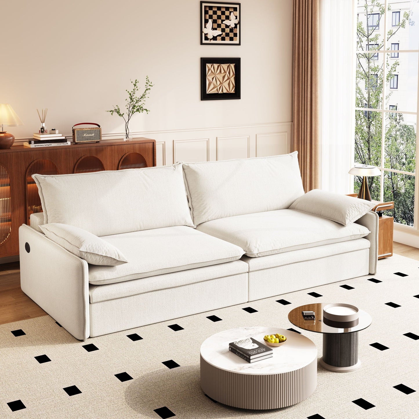 4 Seat Convertible Sleeper Sofa Bed, Modern With Storage Home Essentials