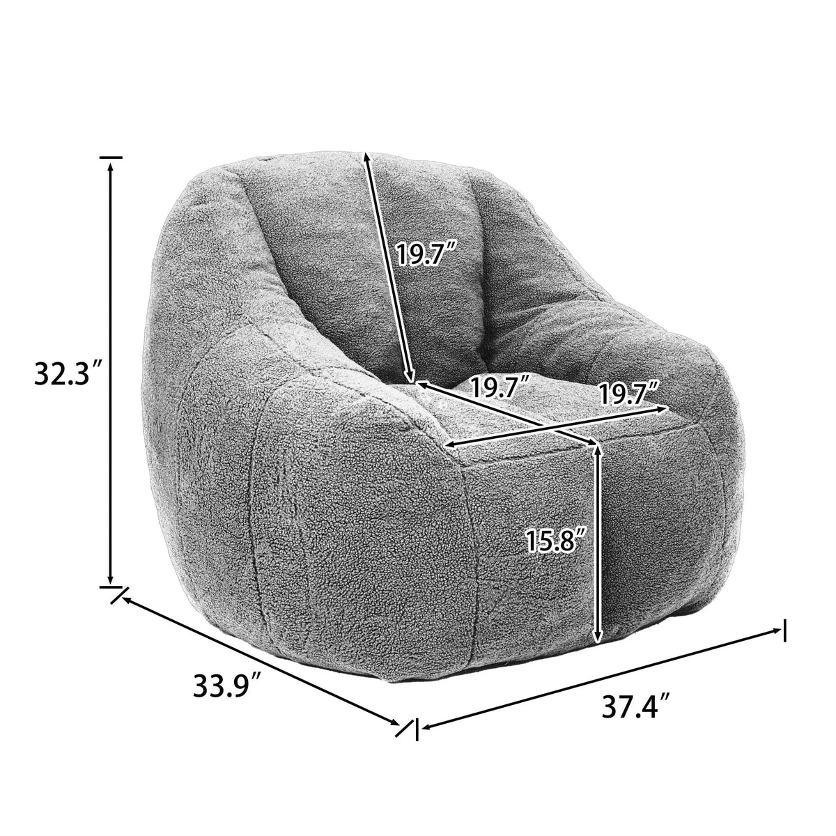 Comfy Bean Bag Chair With Memory Foam Filler, Tufted Soft Home Essentials