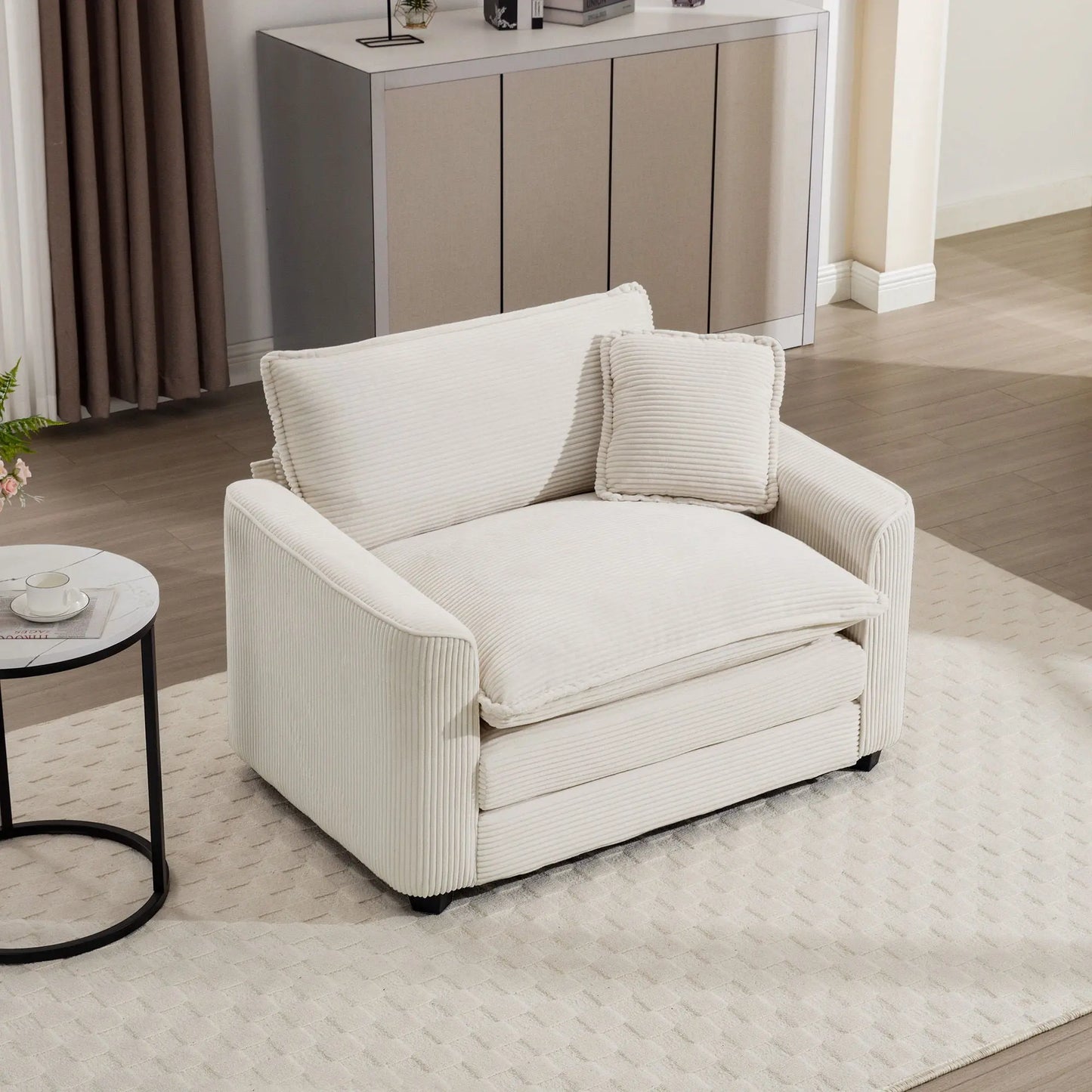 Modern Classic Fabric Single Chair Deep Seat Sofa With Pillow Home Essentials