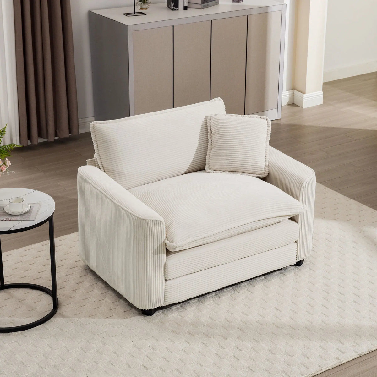 Modern Classic Fabric Single Chair Deep Seat Sofa With Pillow Home Essentials