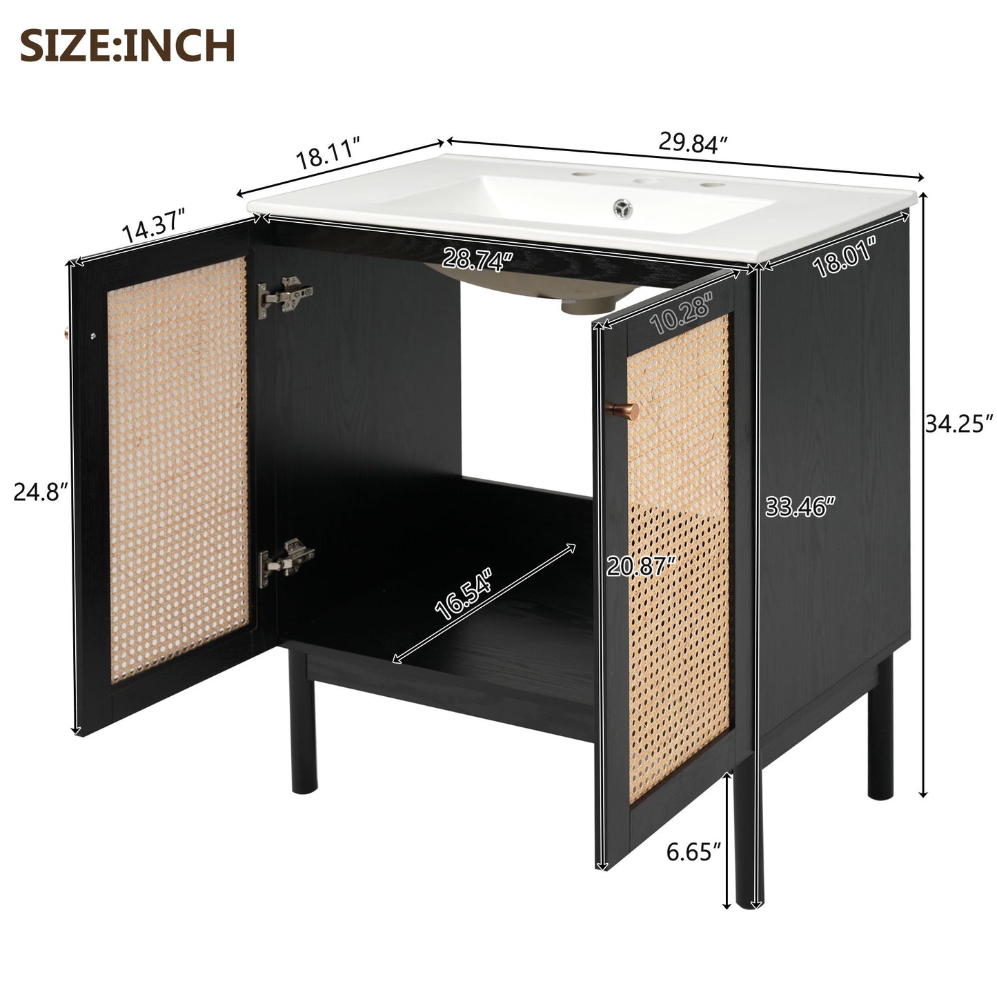 Bathroom Vanity With Soft Closing Mechanism - Black Hearth and Haven