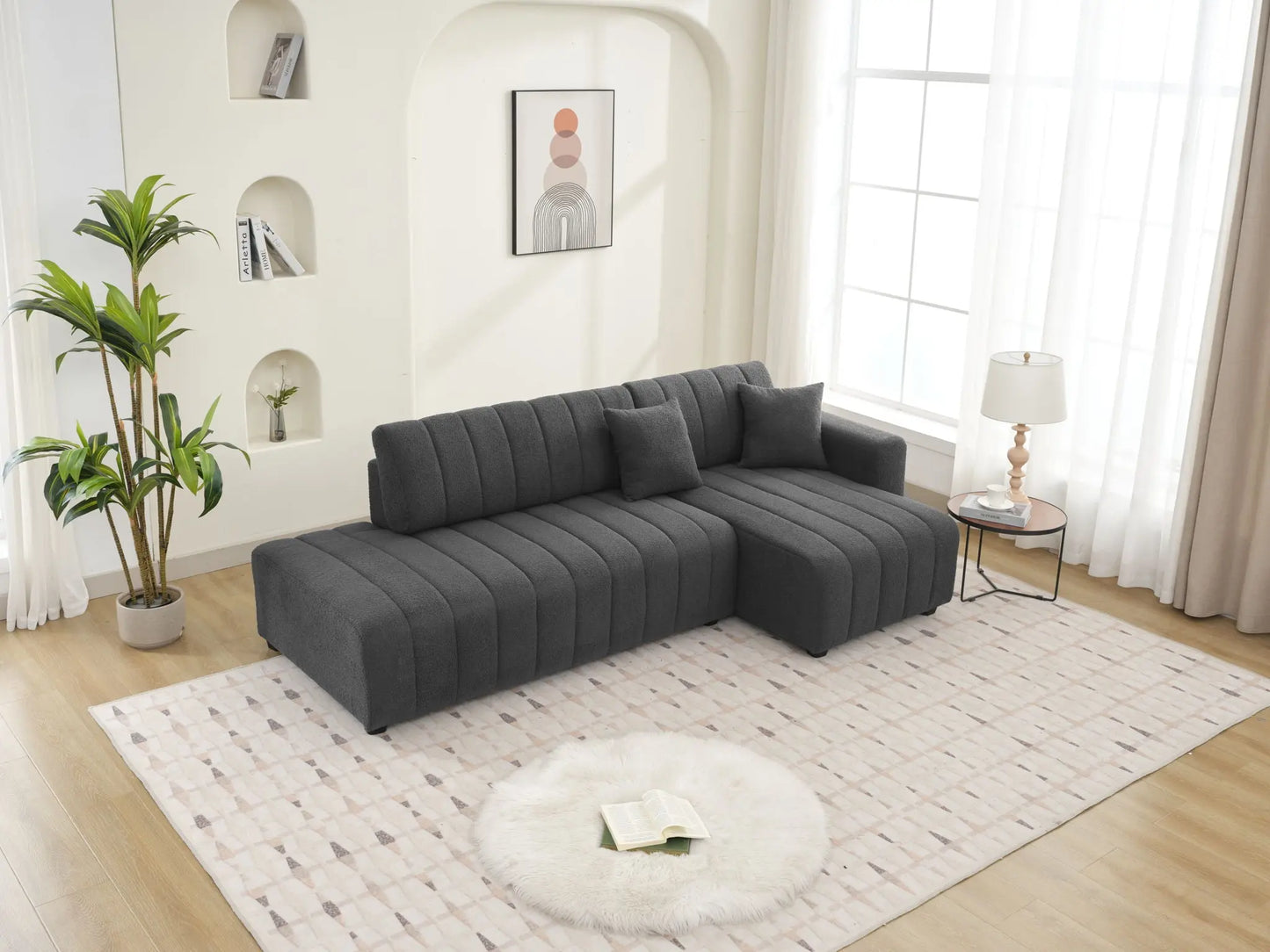Jessica - Lamb Wool Sectional Sofa With Chaise Urban Retreats
