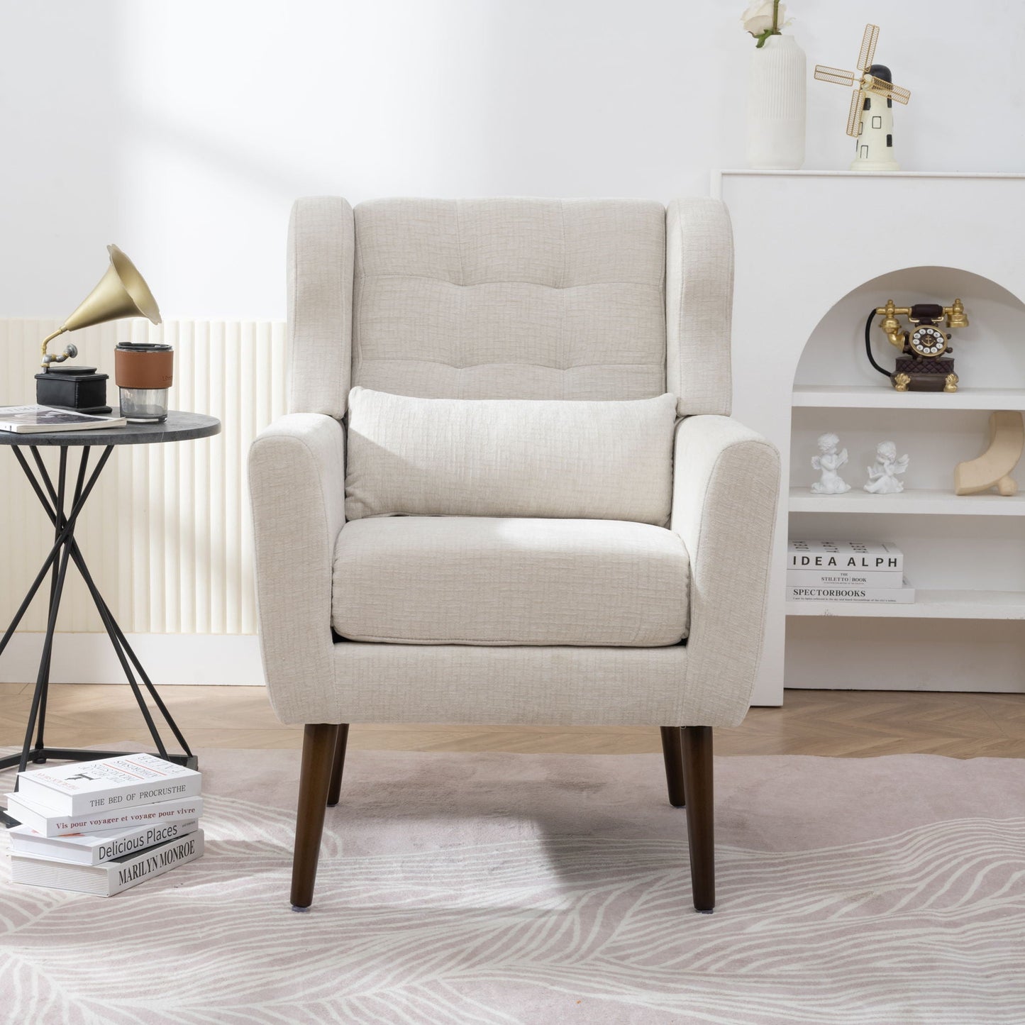Modern Accent Chair Upholstered Foam Filled Living Room Chairs Comfy Reading Chair Mid-Century Modern Chair With Fabric Lounge Arm Chairs Armchair For Living Room Bedroom Home Essentials