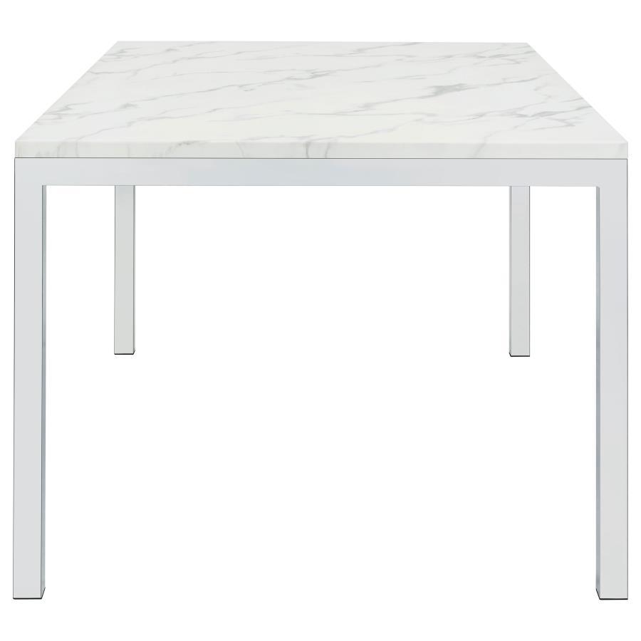Athena - Rectangular Faux Marble Dining Table - Chrome CoasterEveryday
