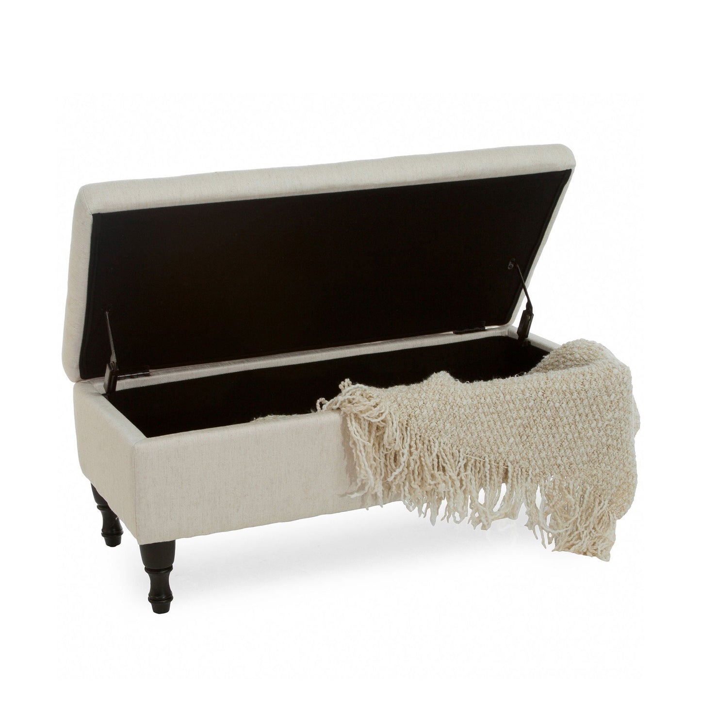 Button-Tufted Upholstered Ottoman With Hidden Storage - Linen Noble House