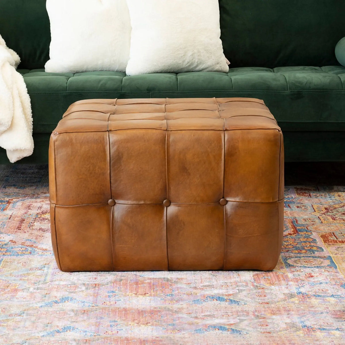 Benjiro - Square Ottoman - Tan Ashcroft Furniture