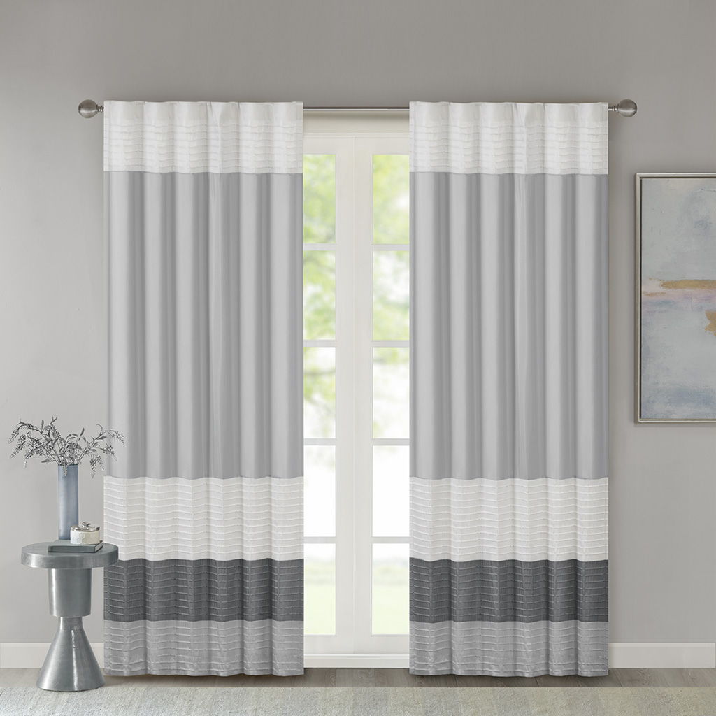 Amherst - 84" Polyoni Pintuck Window Panel - Gray Madison Park