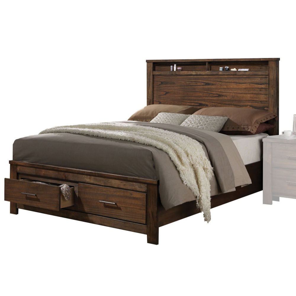 Merrilee - Eastern King Bed With Storage - Oak Acme