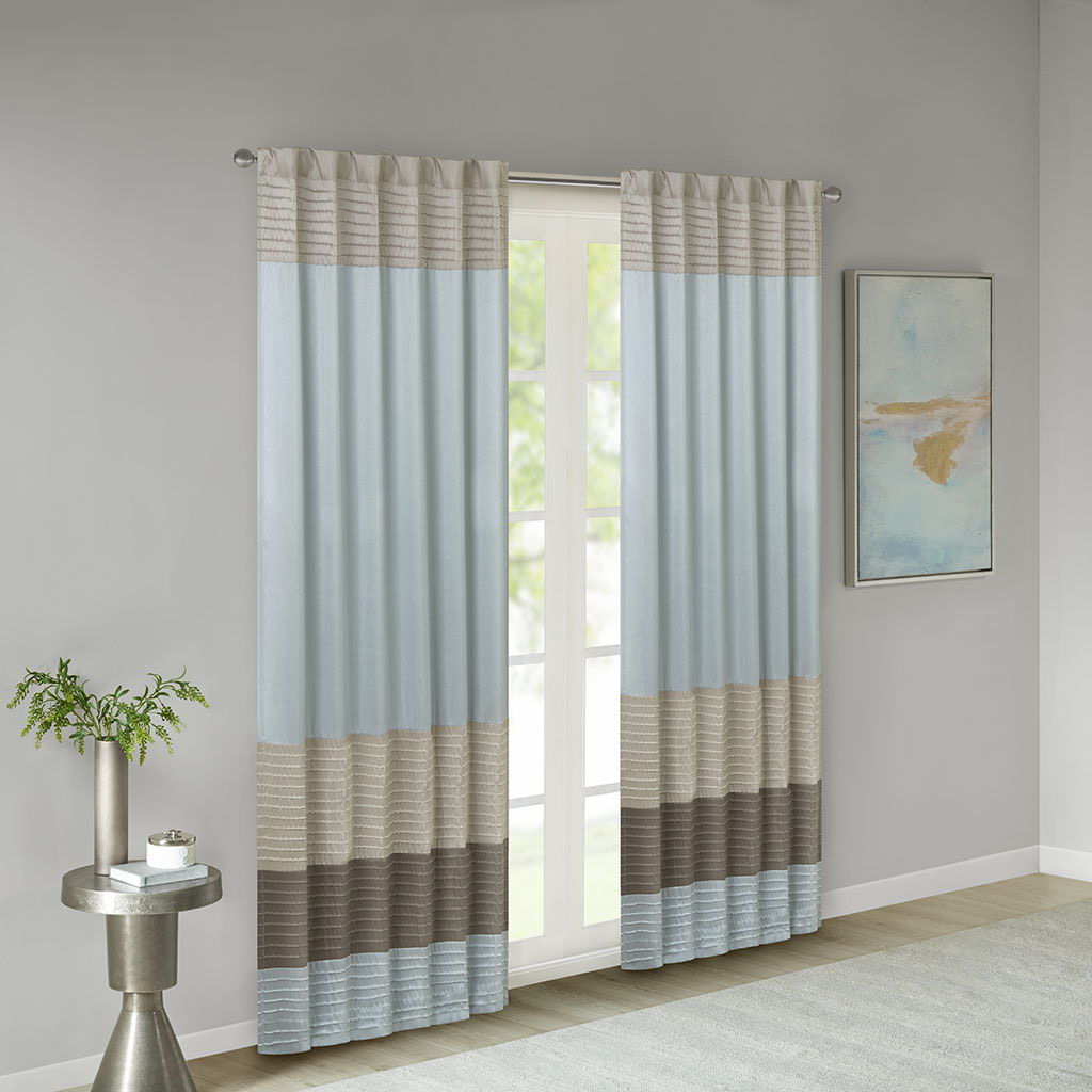 Amherst - Polyoni Pintuck Window Panel - Blue Madison Park