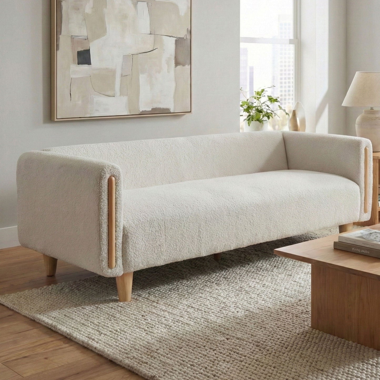 3 Seater Sofa For Living Room - Oatmeal Noble House