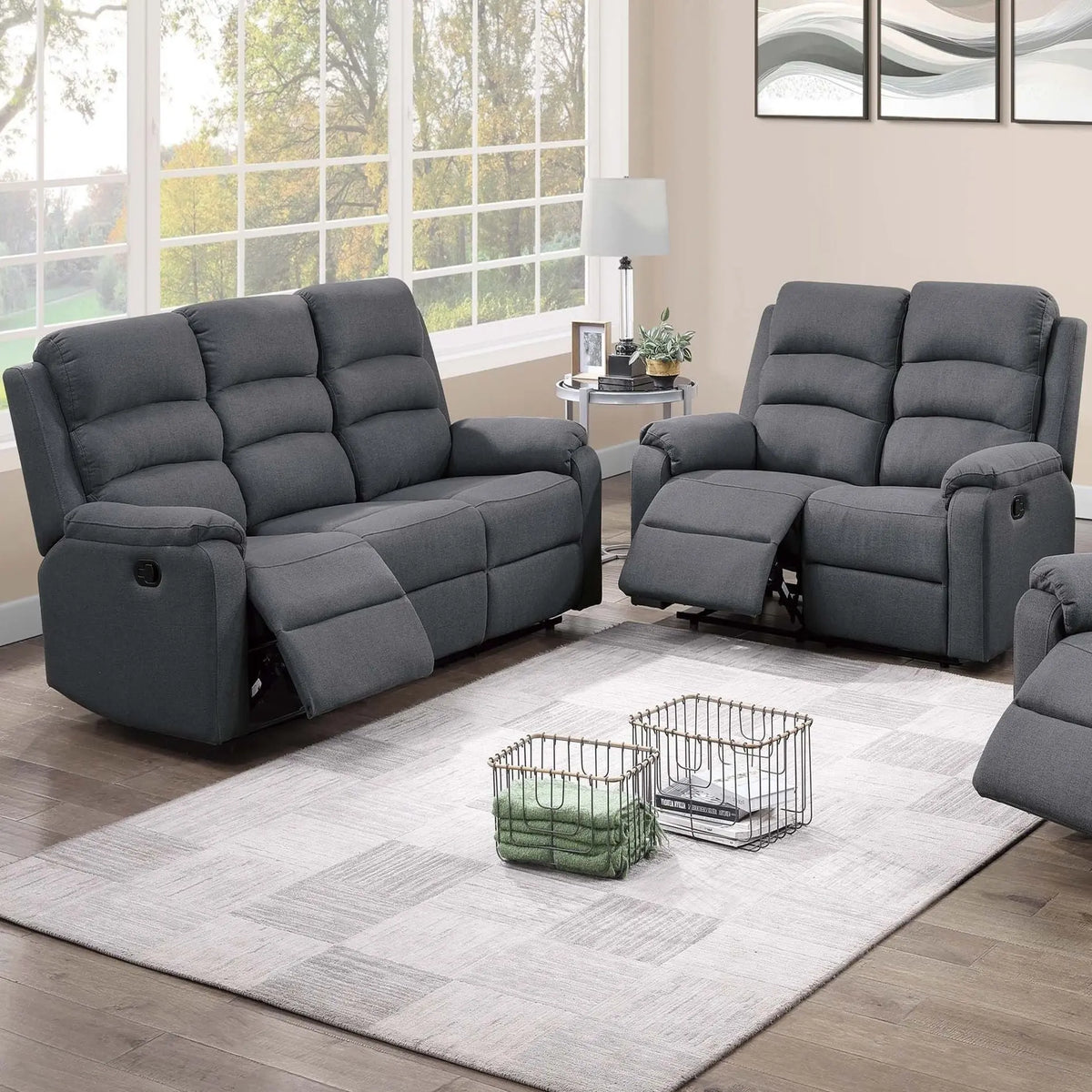 Modern Living Room Set With Manual Recliner Home Essentials