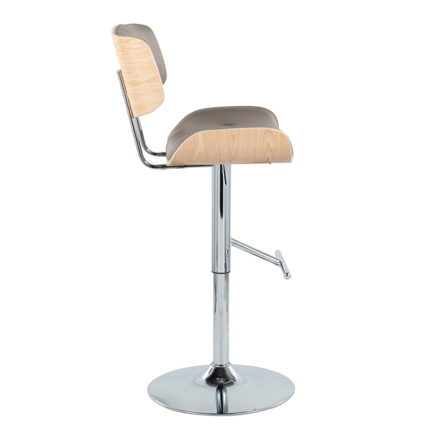 Lombardi - Contemporary Adjustable Barstool With Swivel With Straight T Footrest (Set of 2) Lumi Source
