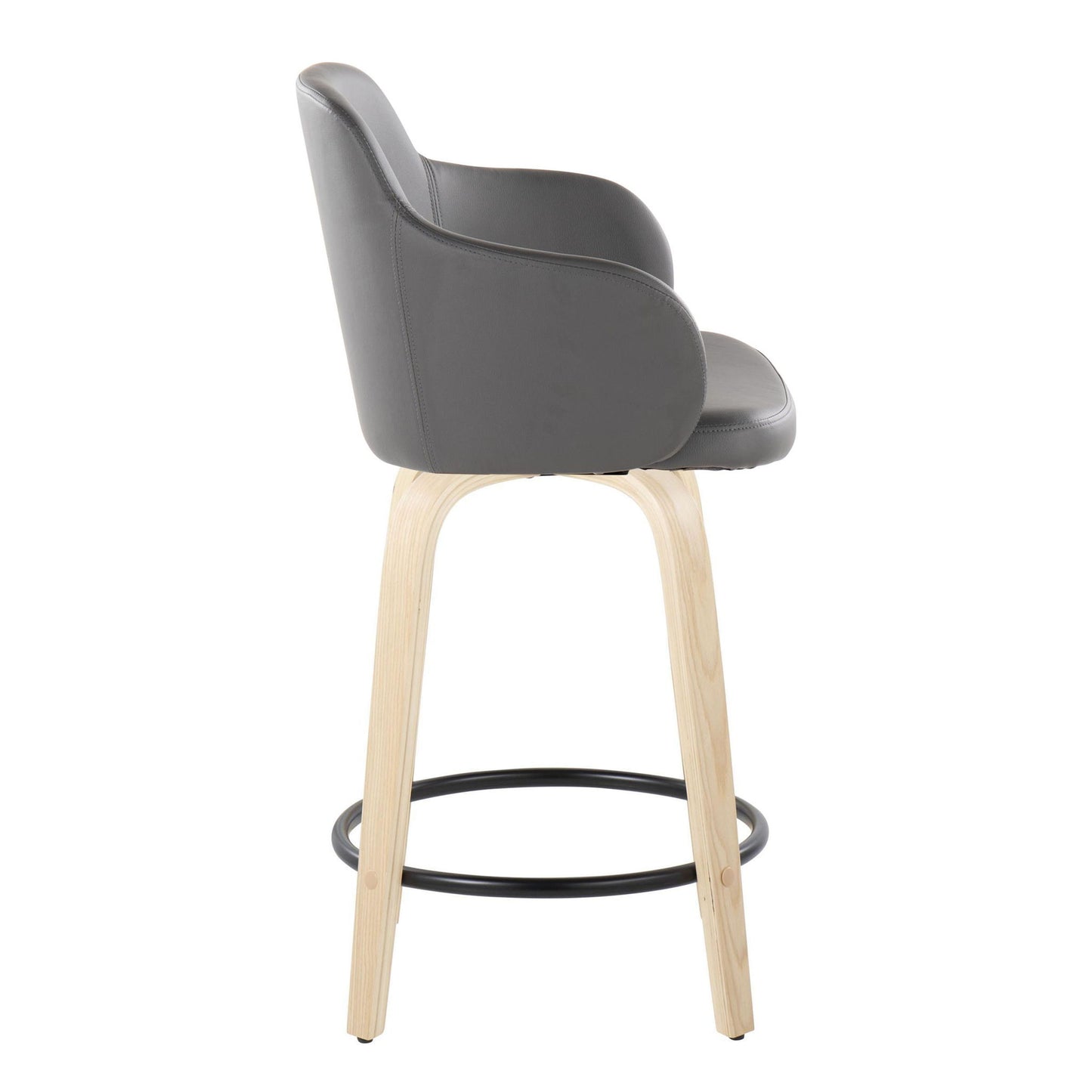 Boyne - Contemporary Fixed Height Counter Stool With Swivel (Set of 2) Round Footrest Lumi Source