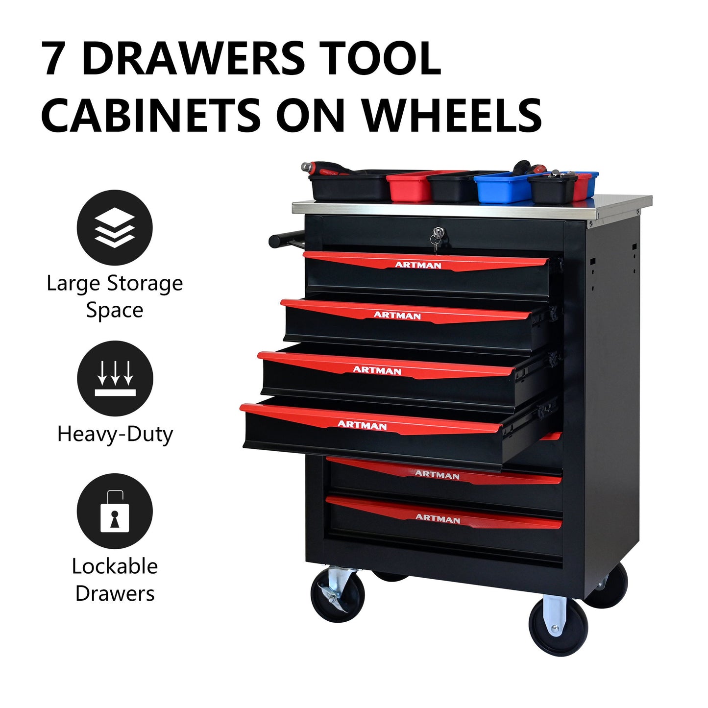 Drawer Multifunctional Tool Cart With Wheels For Garage Daily Nest