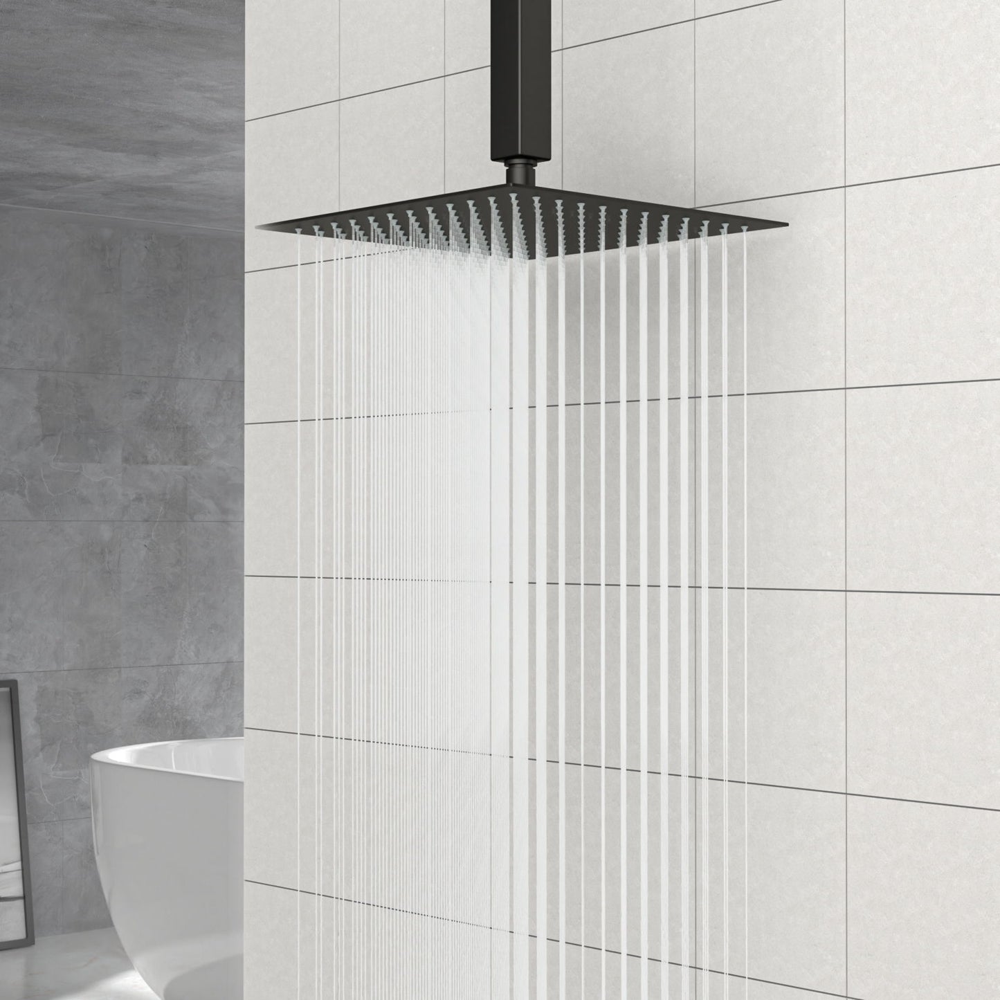 Modern 10" Square Rainfall Shower Head & Stainless Steel Wall Or Ceiling Mount Luxury Spa Shower Panel Daily Nest