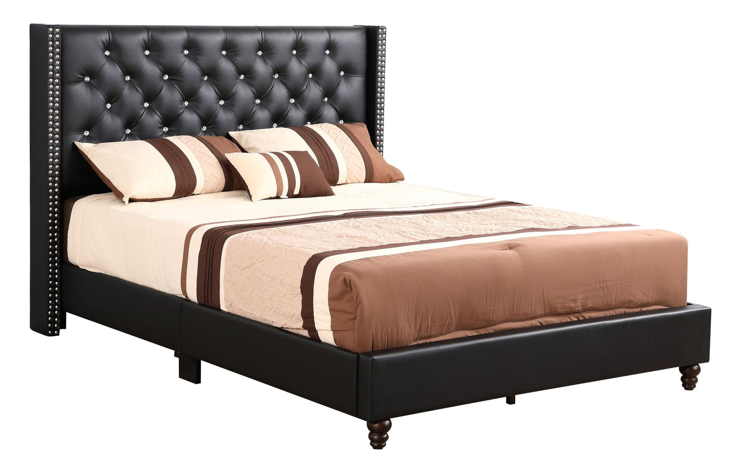 Upholstered Nailhead Trim Chic Bed Glory Furniture