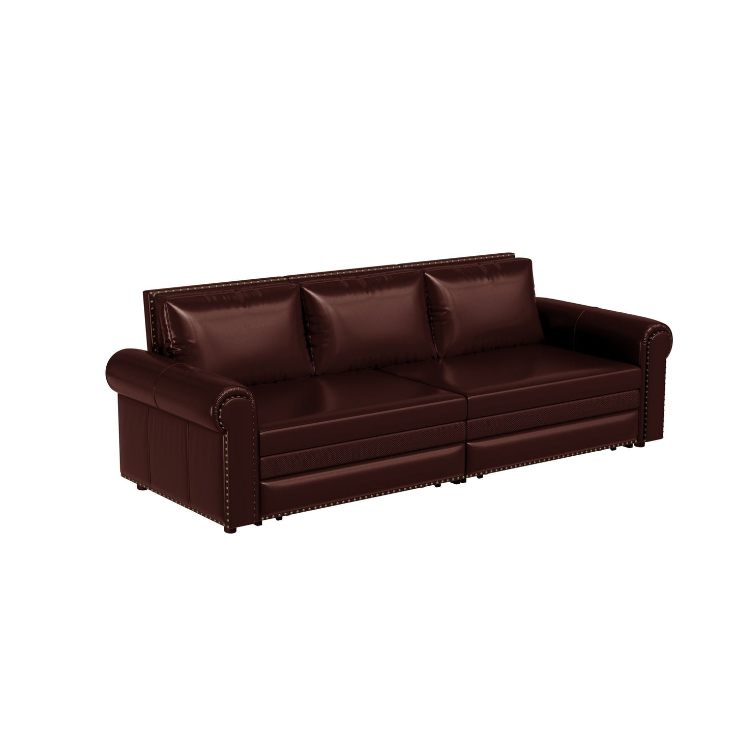 3 In 1 Convertible Sleeper Sofa With Nailhead Trim & Rolled Arm Home Essentials