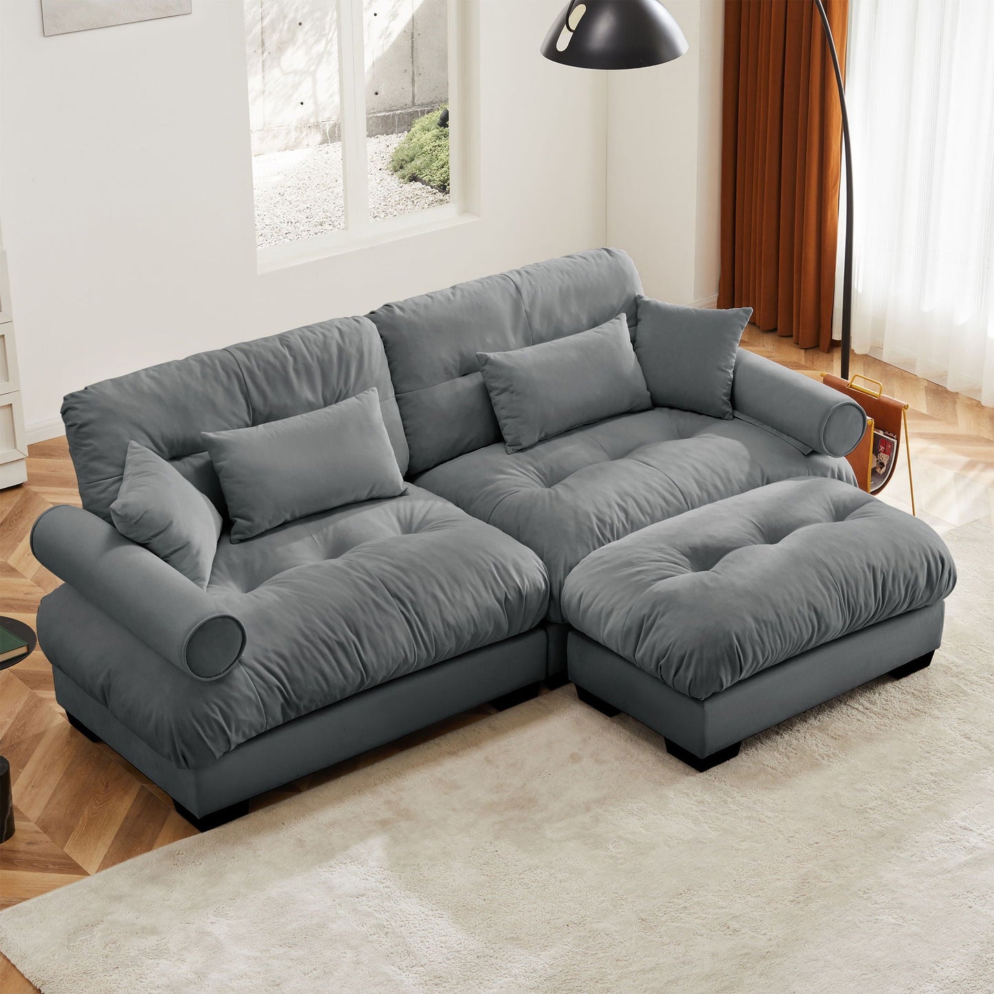 Super Comfort Oversized Modular Sectional Sofa With Movable Ottoman - Snoozhouse