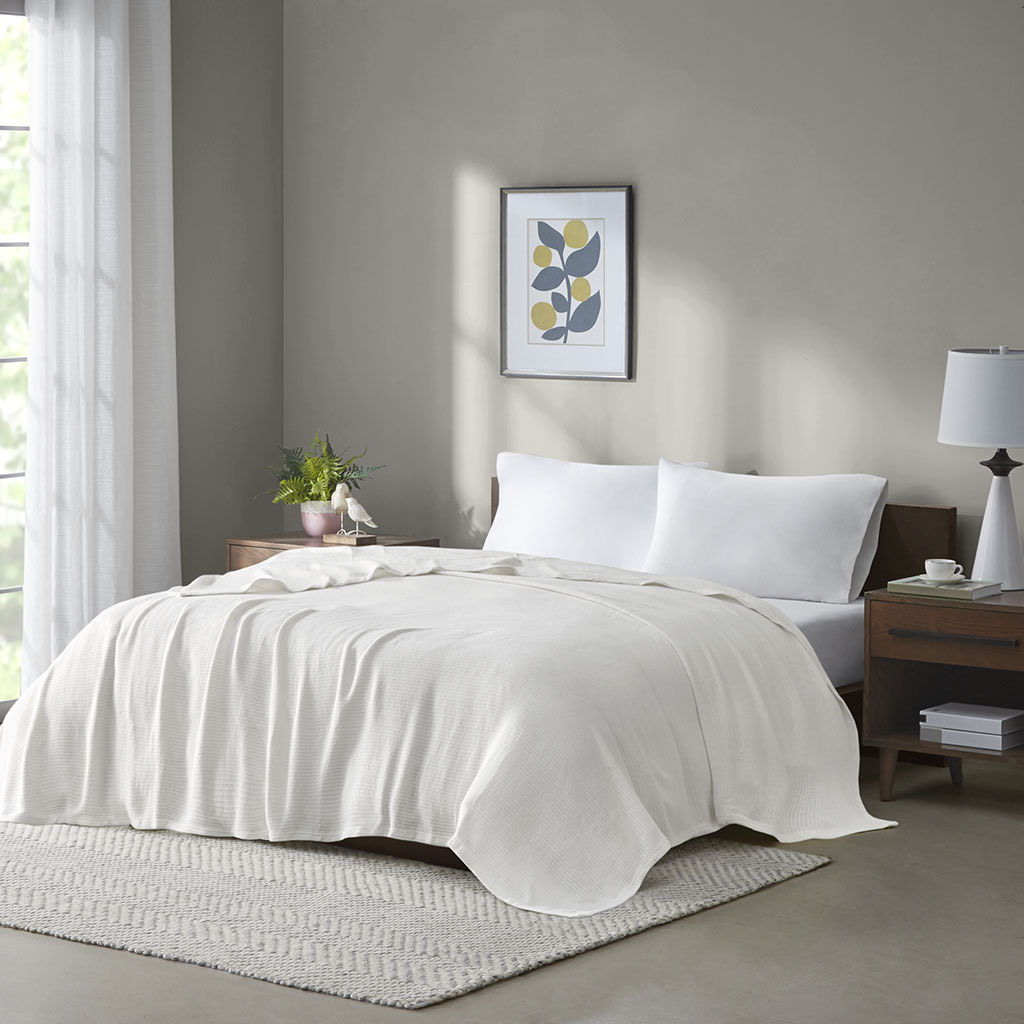 Freshspun Basketweave - Blanket - Cream Madison Park