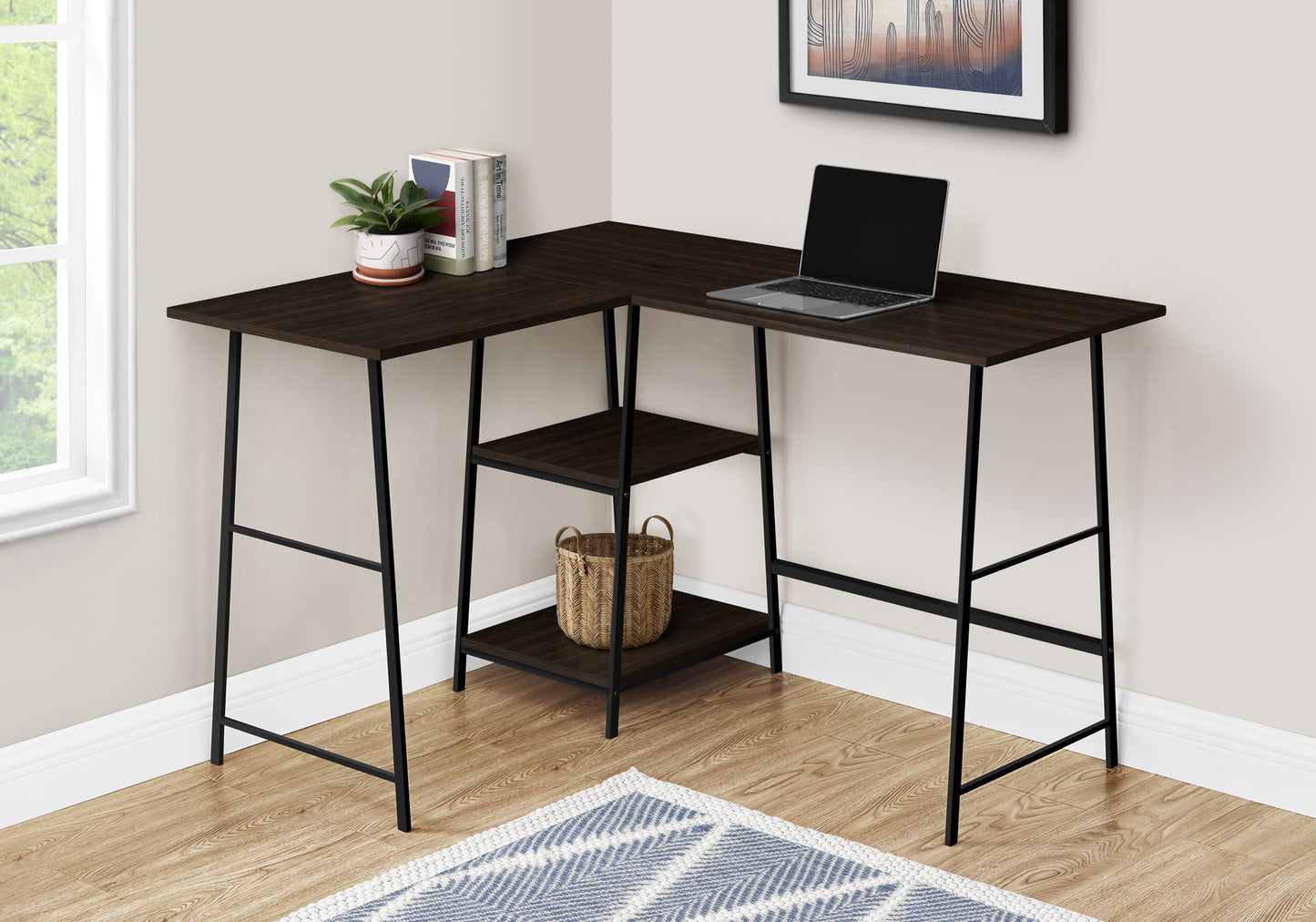 Computer Desk, Home Office, Corner, Storage Shelves, L Shape, Work, Laptop, Contemporary, Modern 8th Street
