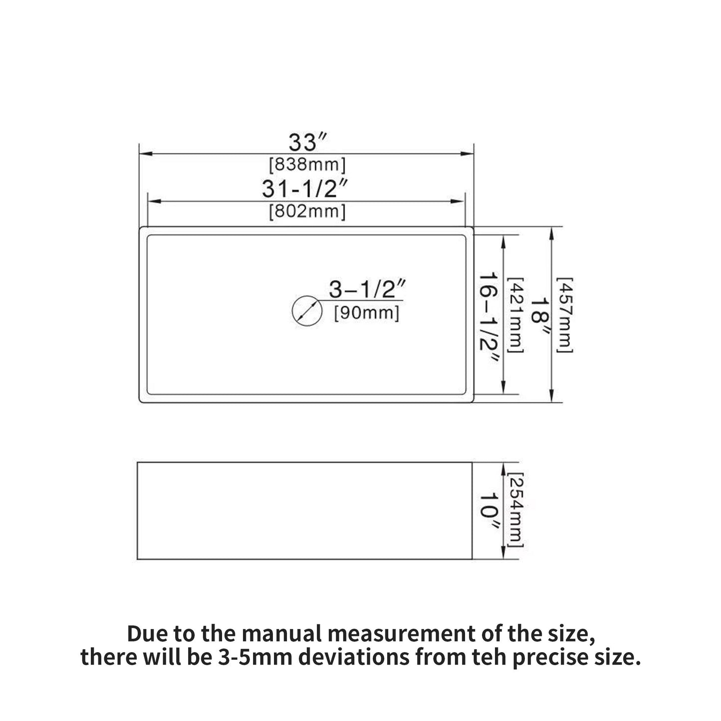 33" Undermount Sink With Apron Front, Single Bowl, Grid - White Daily Nest