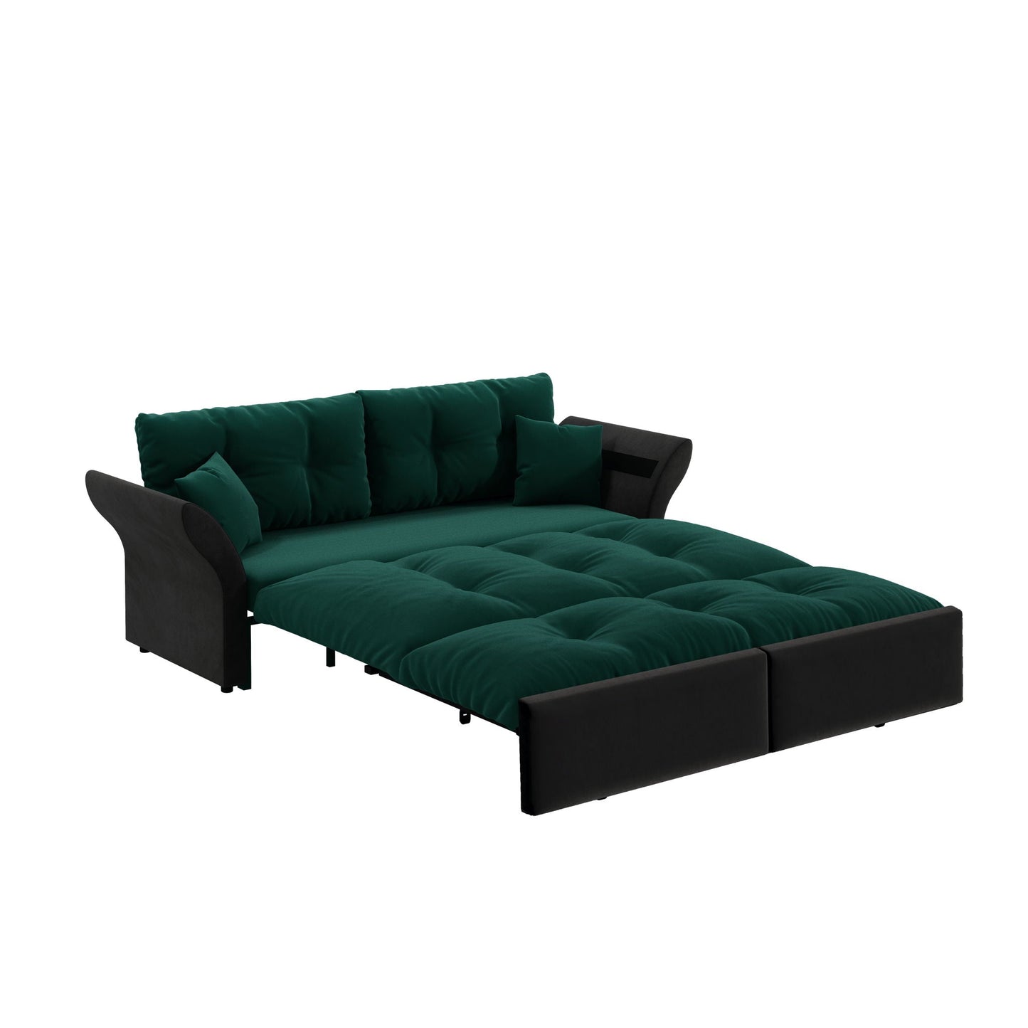 Queen Pull Out Sofa Bed, 3 In 1 Convertible Sleeper Tufted With 2 Soft Pillows Home Essentials