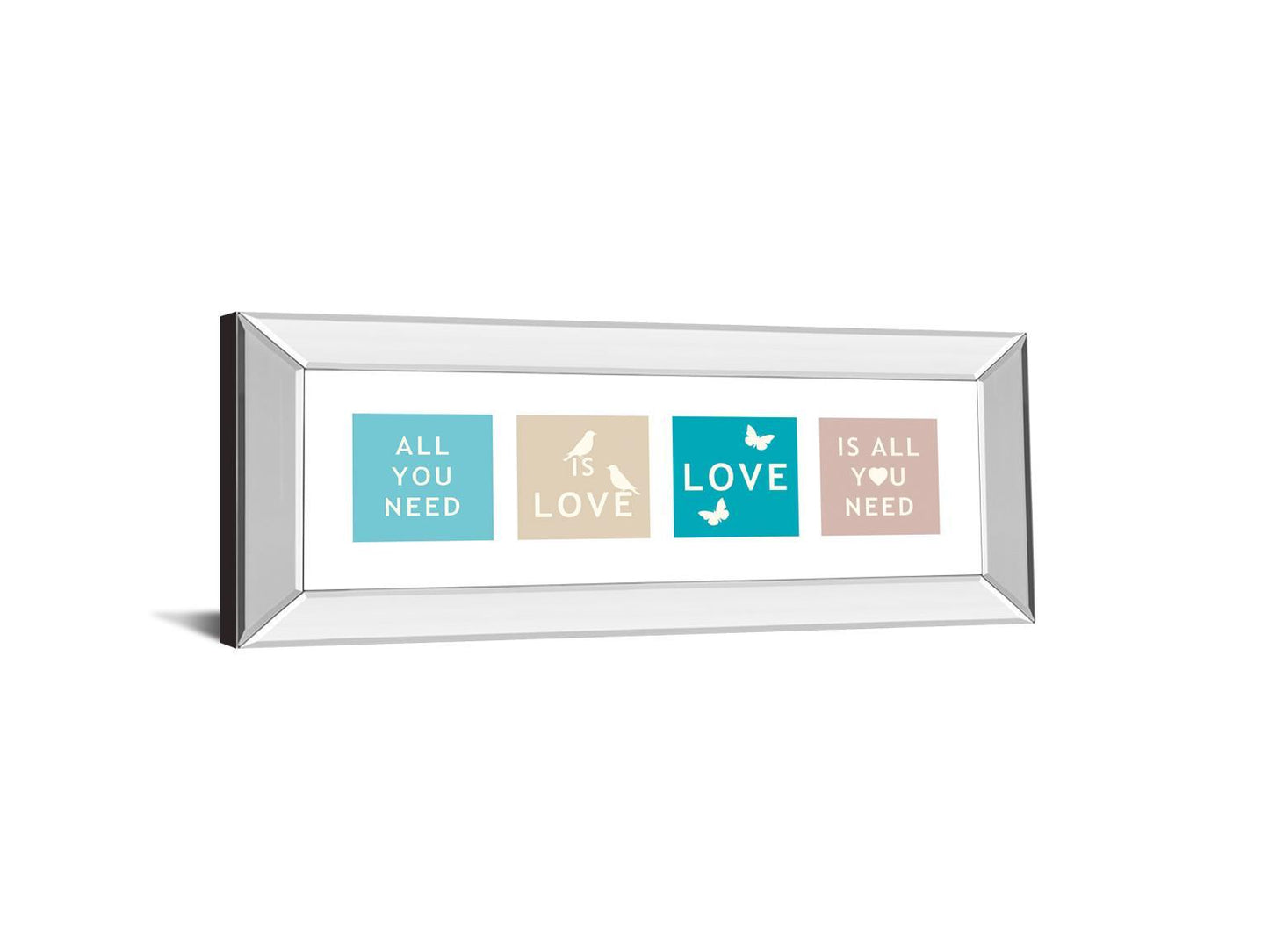 Words Of Kindness Il By The Vintage Collection - Mirror Framed Print Wall Art - Blue Classy Living