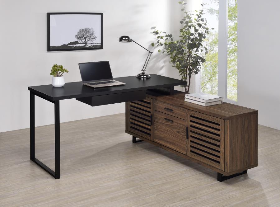 Maddox - L-Shape Office Computer Desk - Black CoasterEveryday