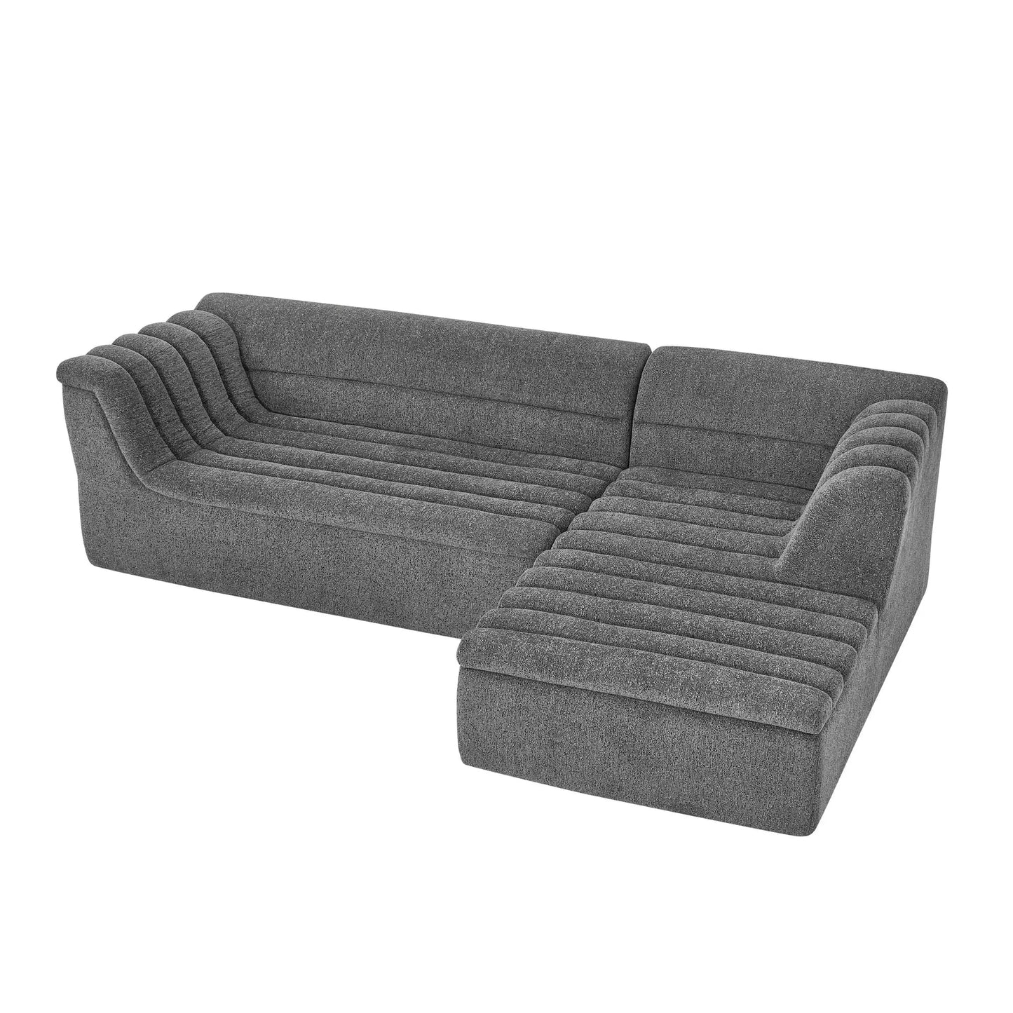 Upholstered L-Shaped Modular Sectional Sofa With Chaise, Wave-Shaped Armrest Home Essentials