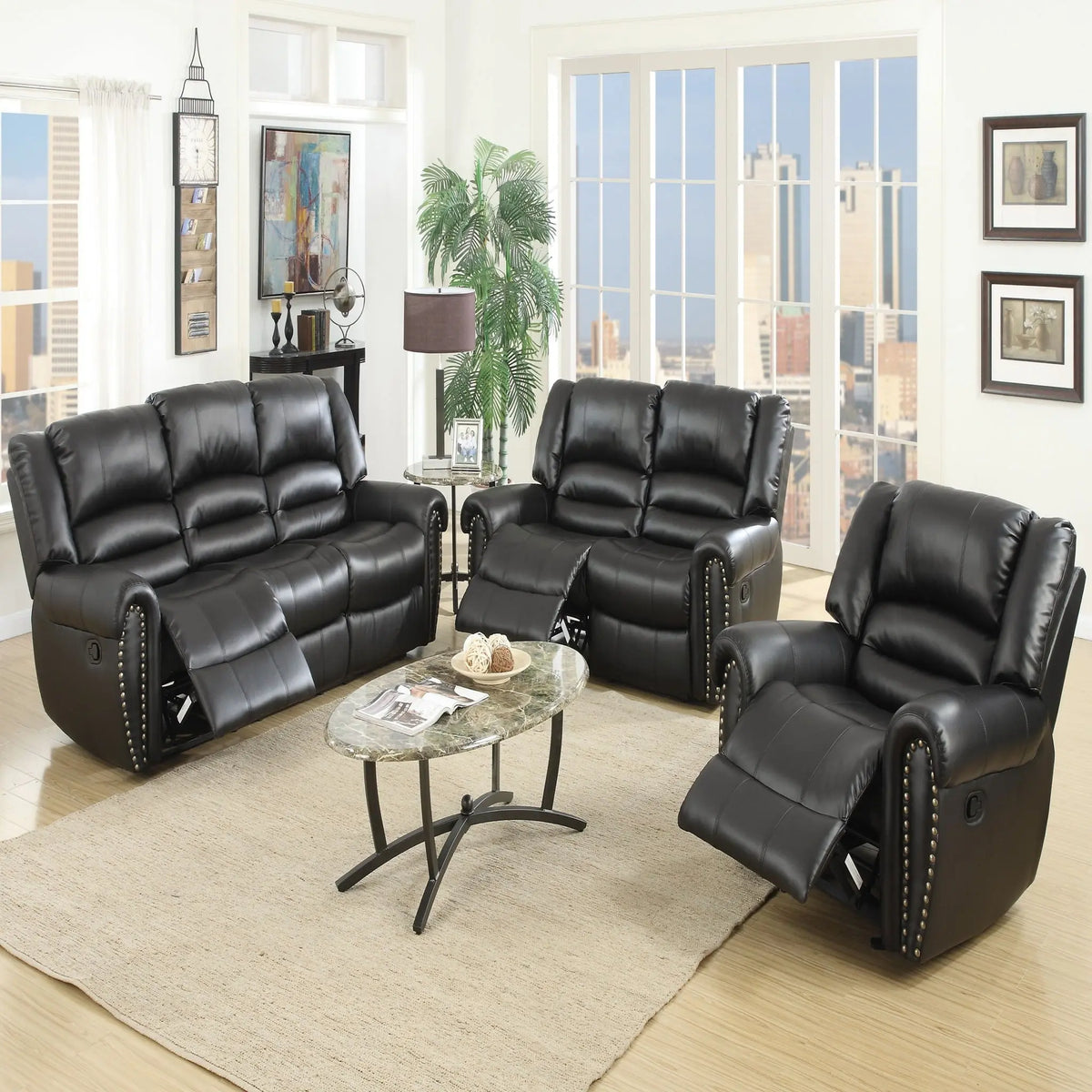 Modern Living Room Set With Nailhead Trim Home Essentials