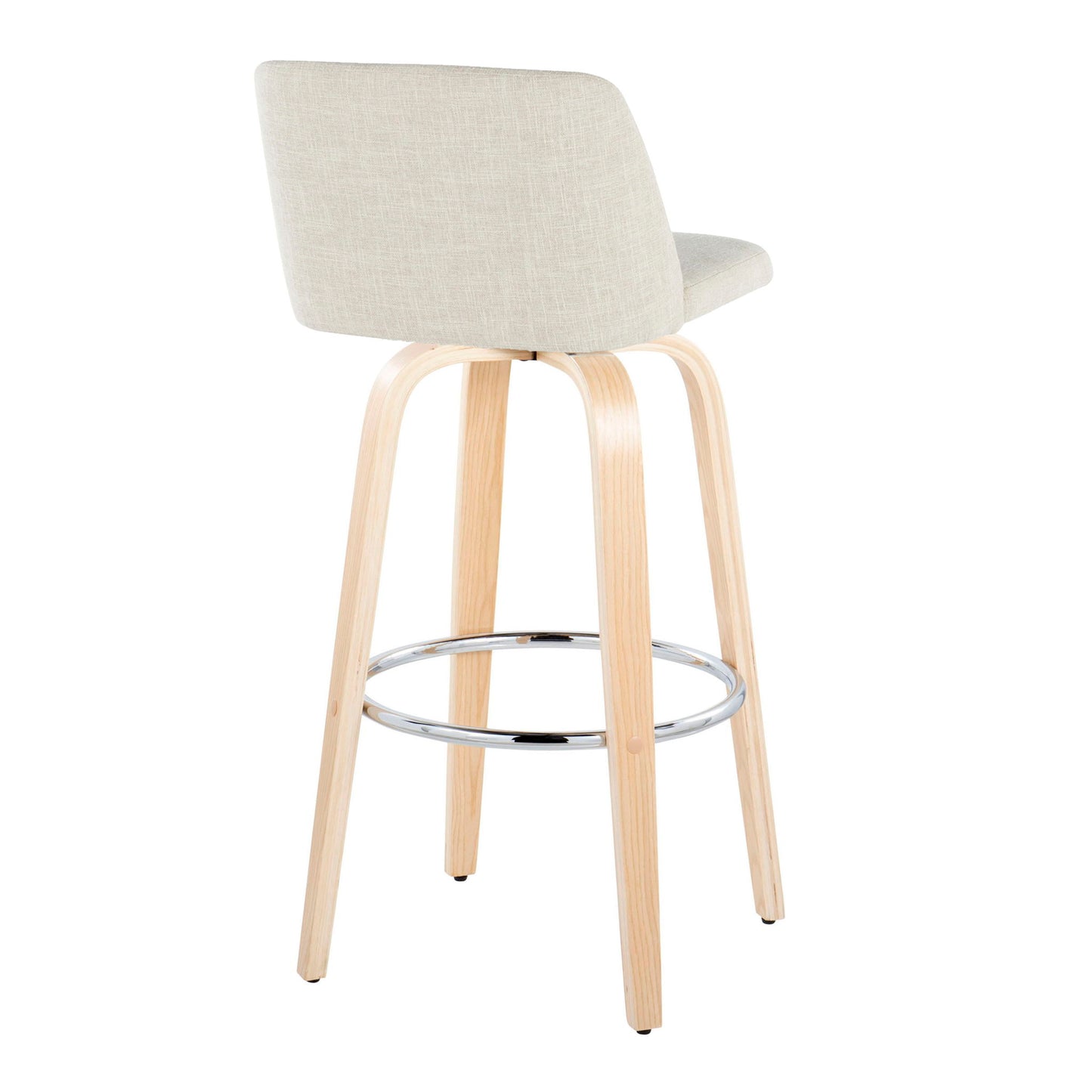 Toriano - Contemporary, Fixed Height Barstool Swivel & Round Footrest (Set of 2) Lumi Source