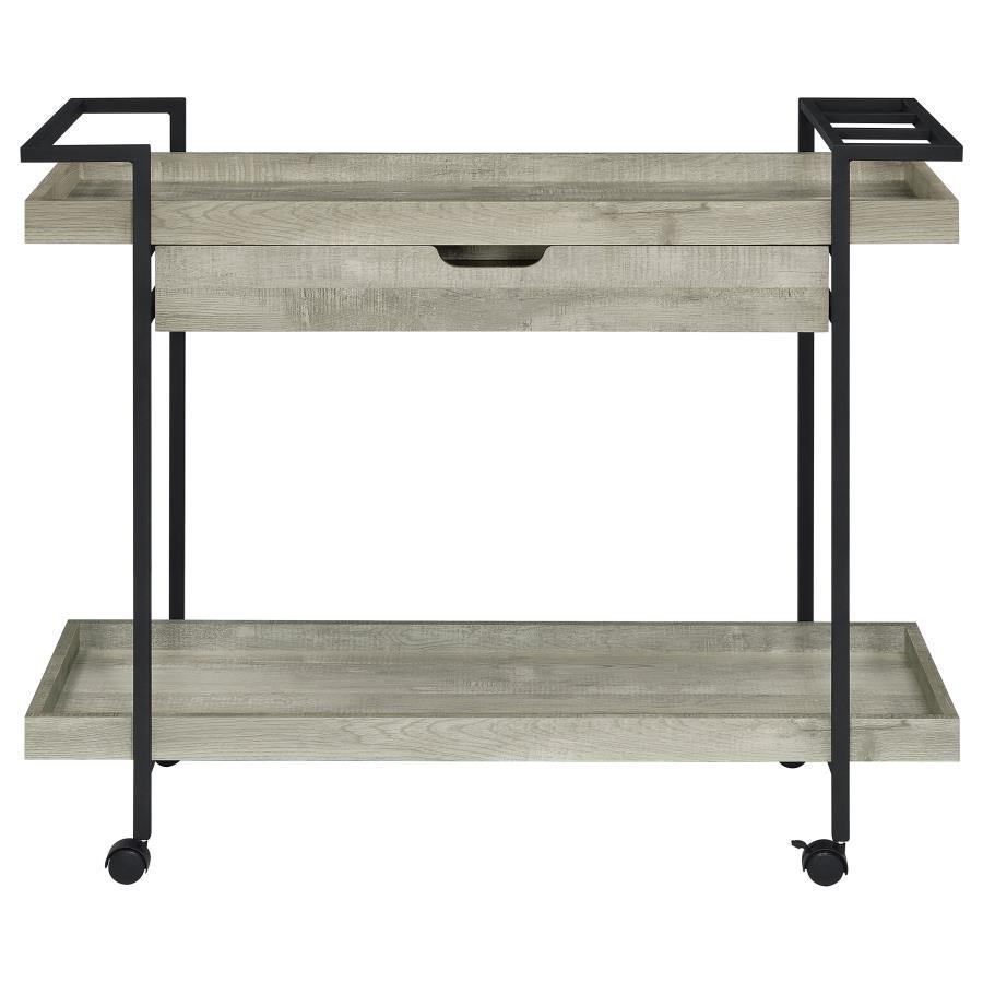 Ventura - 1-Drawer Engineered Wood Bar Cart - Gray Driftwood Coaster Fine Furniture
