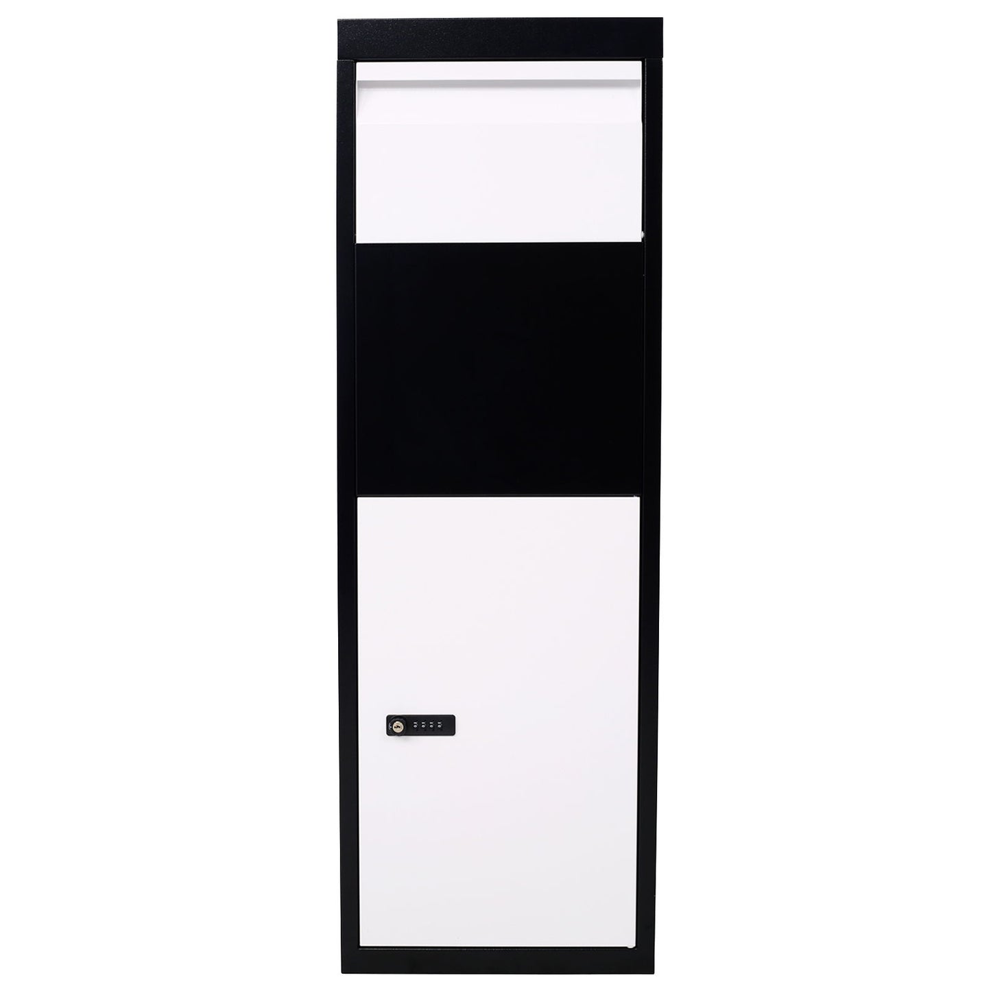 Package Delivery Box, Galvanized Steel Parcel Mailbox With Code Lock & Mounting Hardware, For Outdoor Porch, Curbside - White / Black Daily Nest