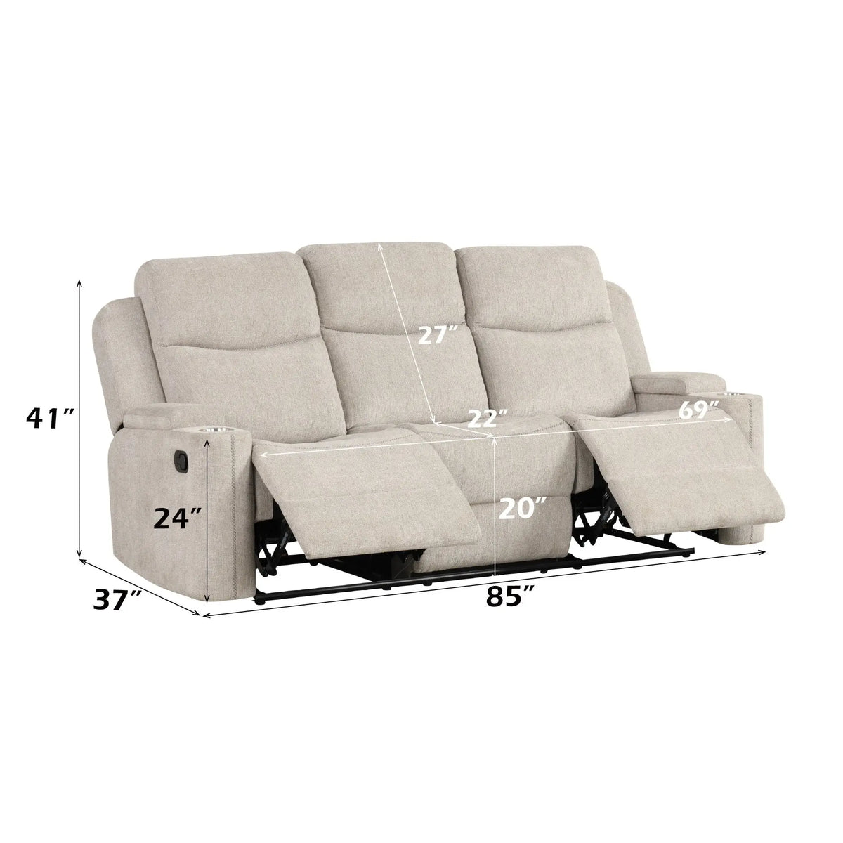 Galya - 3 Piece Living Room Set Sofa Loveseat Chair - Light Gray Acme