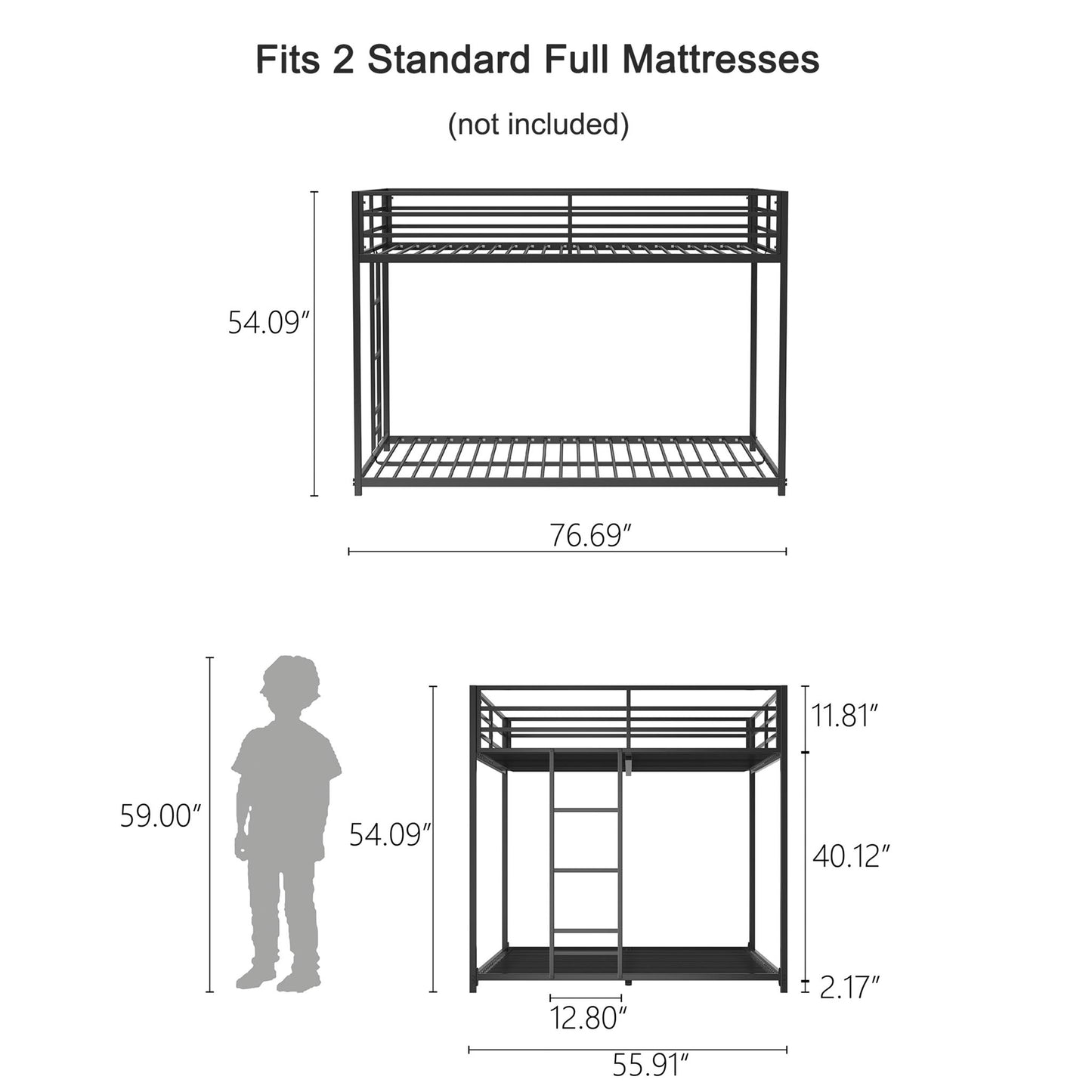 Adam - Full Over Full Bunk Bed - Black House & Home Furniture