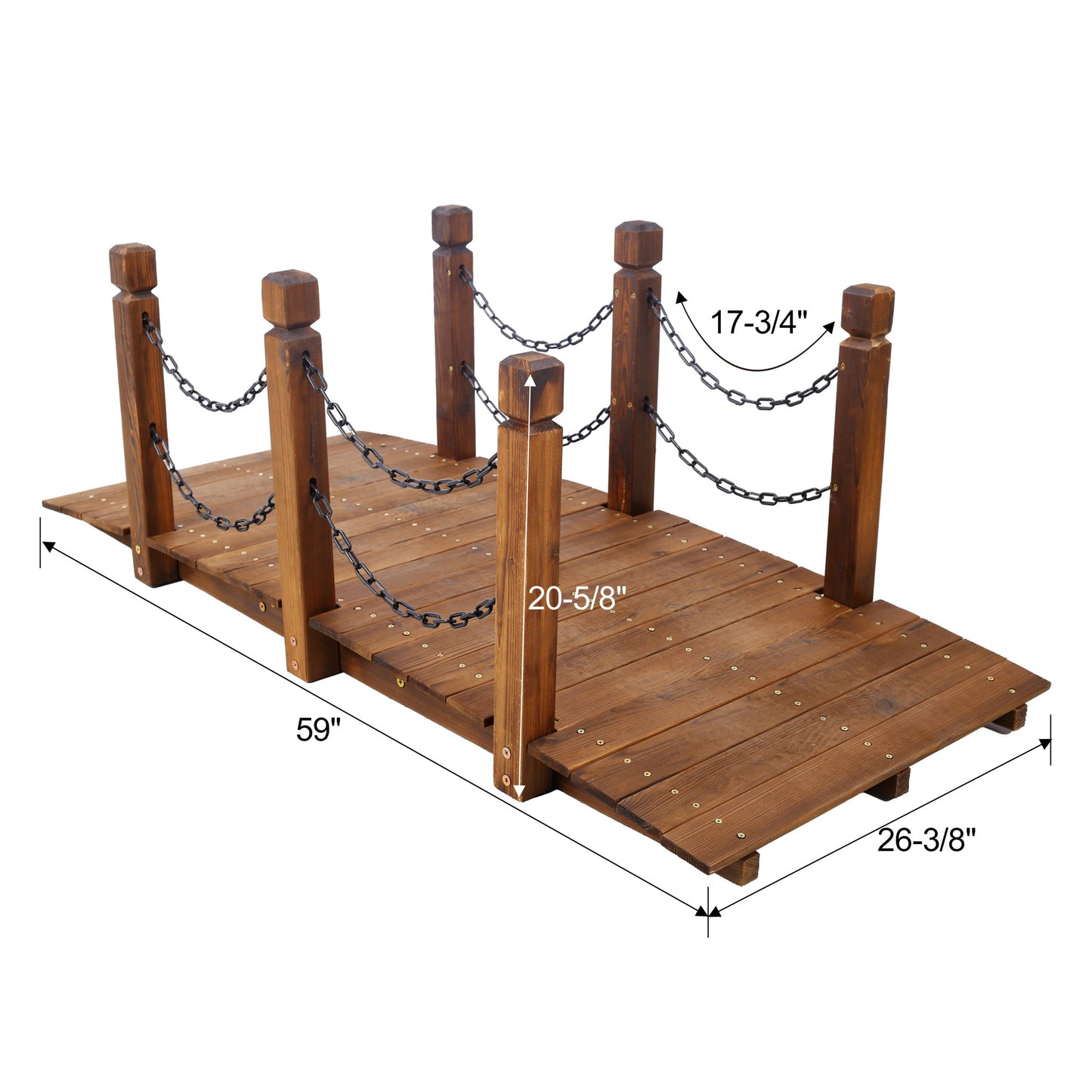 Wooden Arc Footbridge With Chain Railings For Backyard Creek Stained 5 Ft - Brown Daily Nest