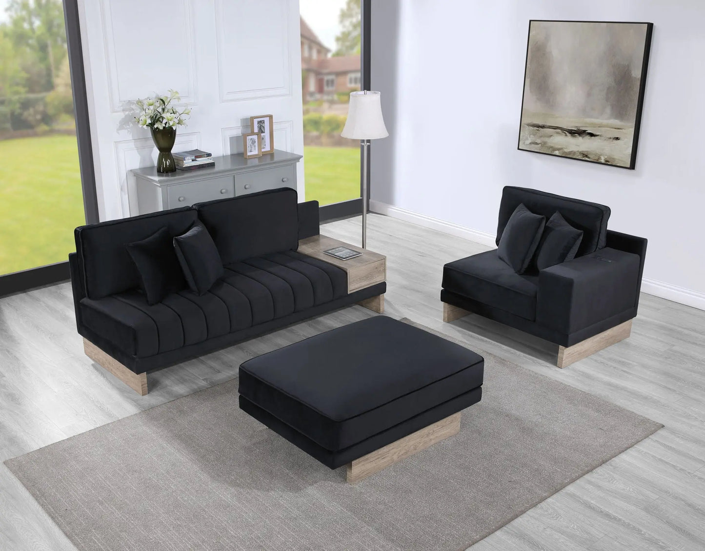 Memphis - Reversible Sectional Sofa Ottoman With Storage Compartment, Drawer, USB ports, Charging Outlets Lilola Home