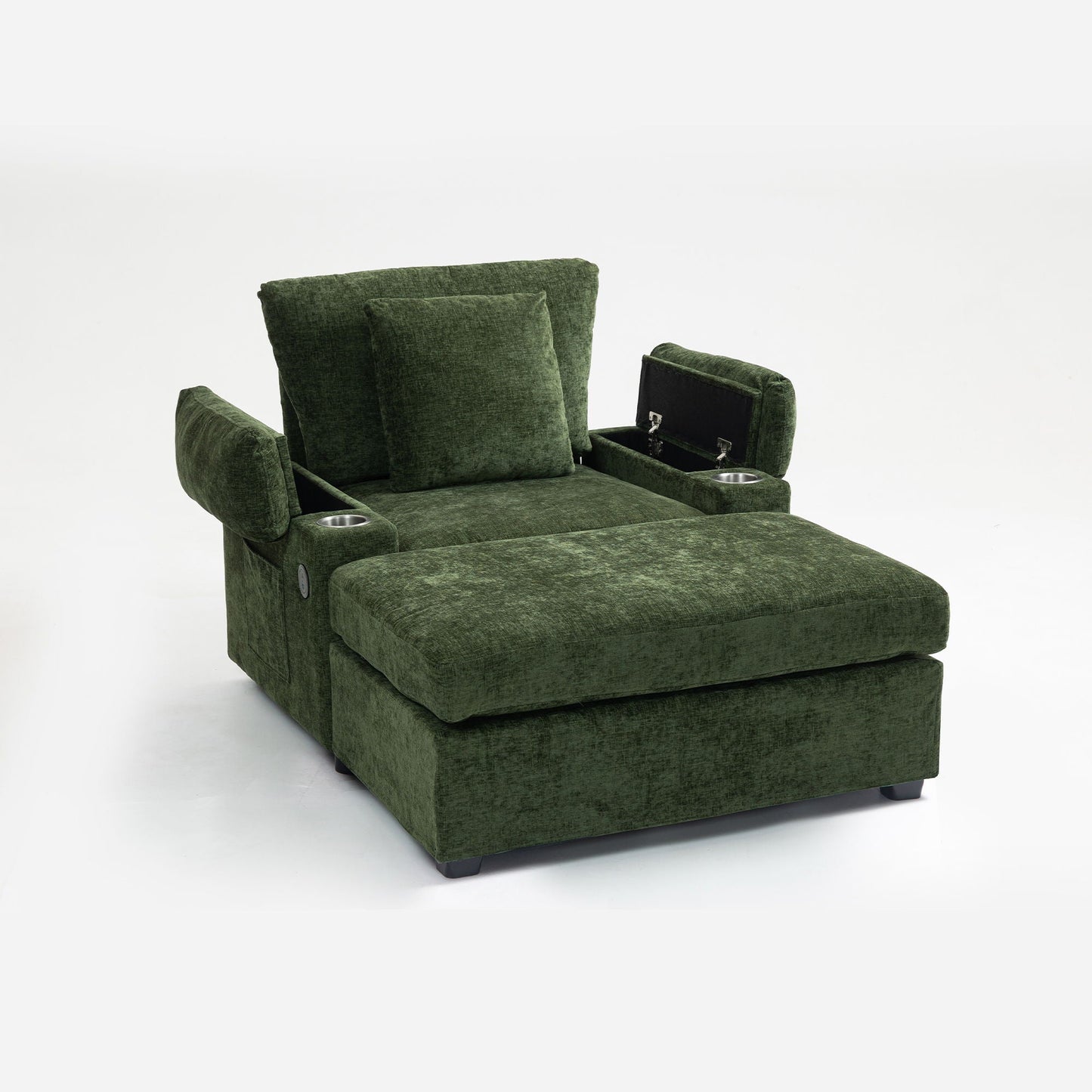 Modern Oversized Chair With Ottoman, Cupholders And USB Charging Ports Home Essentials