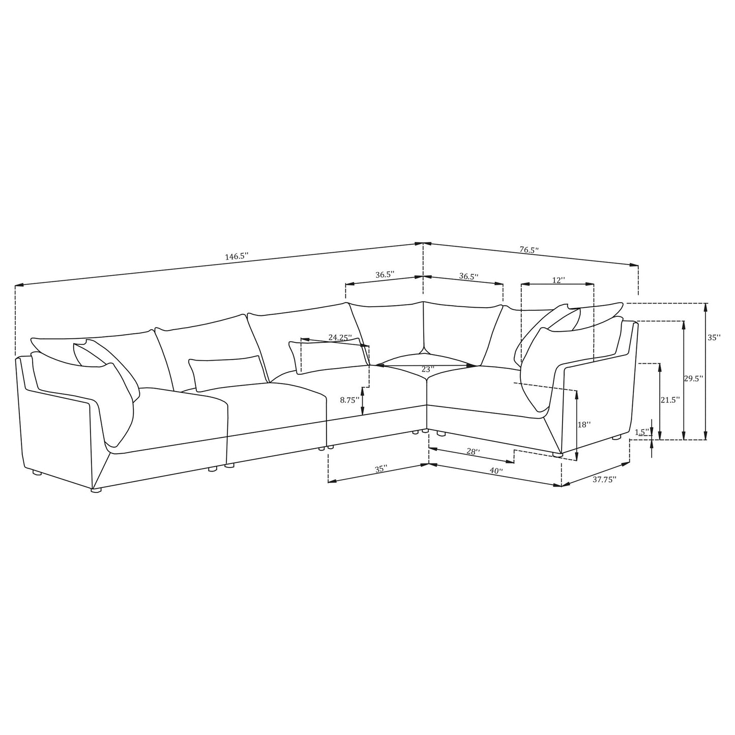 Tomasina - Modular Sectional Sofa With Cushions Furniture Max