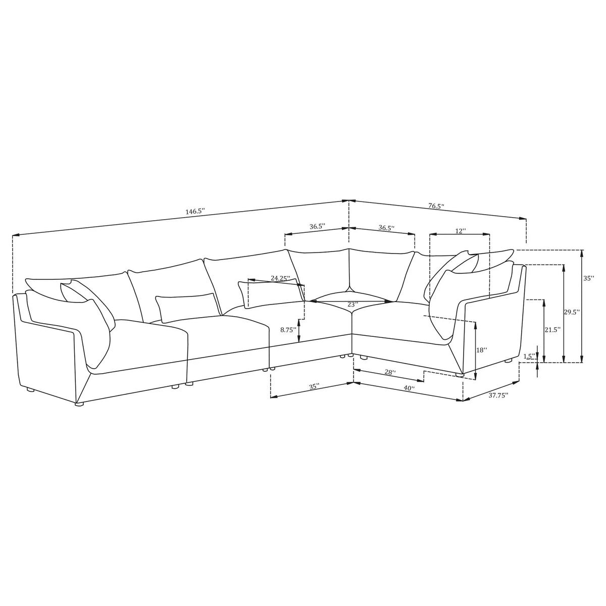 Tomasina - Modular Sectional Sofa With Cushions Furniture Max