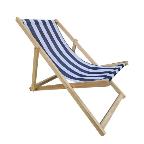 Sling Folding Chaise Lounge Chair - Stripe Blue Home Essentials