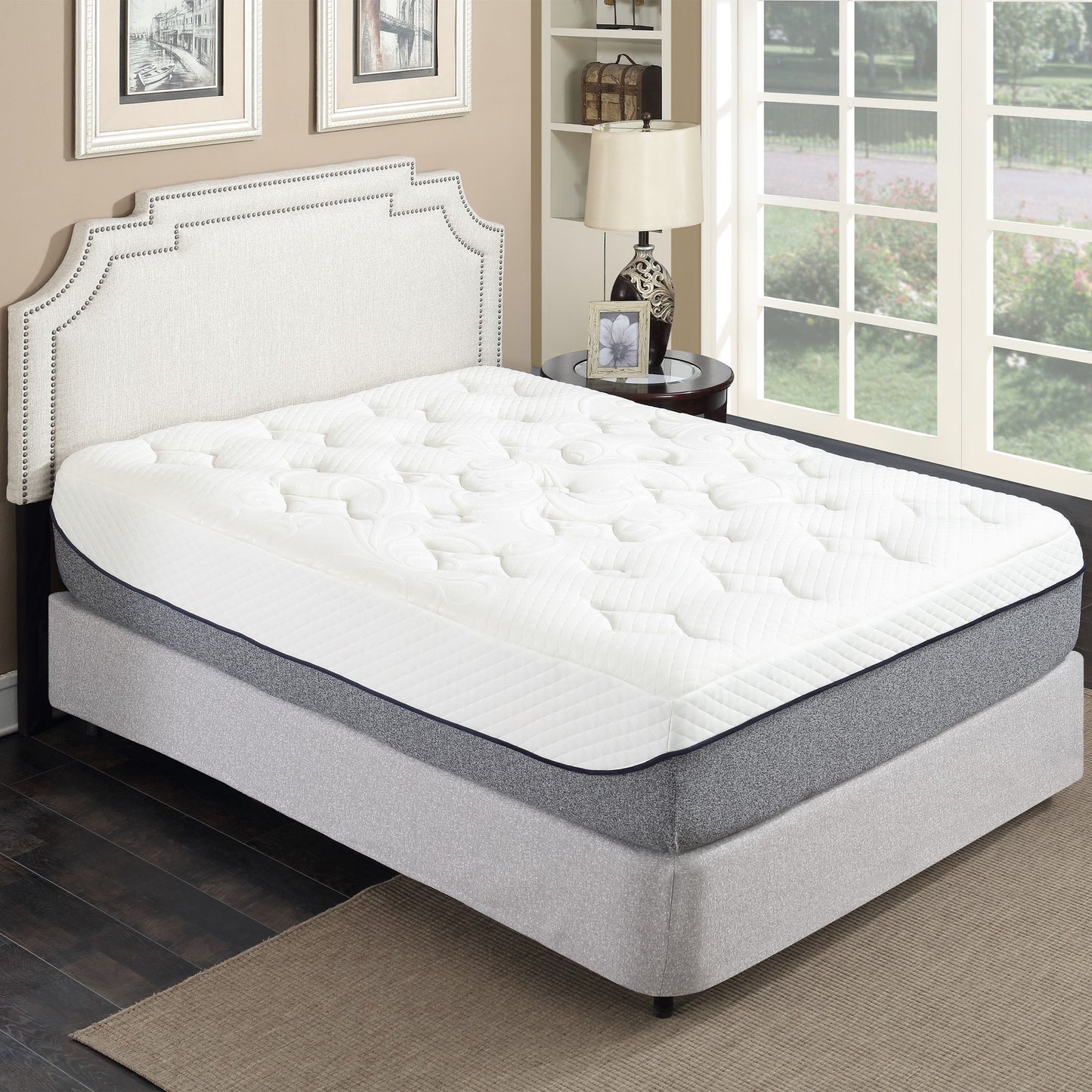 Ultra Plush 13" Gel Memory Foam Mattress For King Size Bed With Double Layered Jacquard Cover - Gray / White Daily Nest
