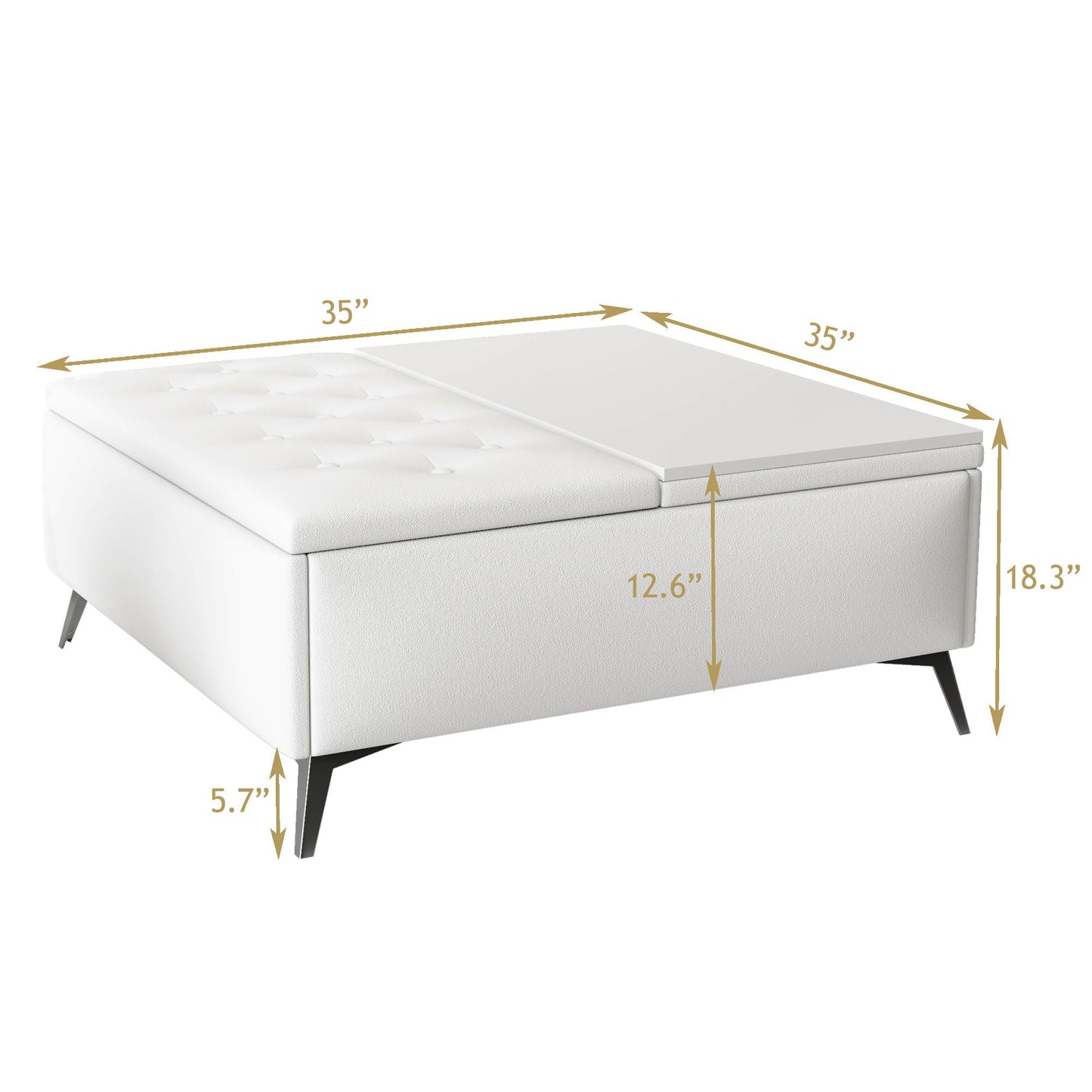 Modern Square Storage Ottoman Coffee Table With Lift-Top Design Home Essentials