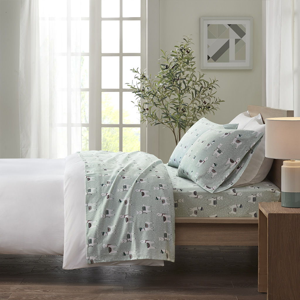 Cozy 100% Printed Sheet Set - Seafoam Llama True North by Sleep Philosophy