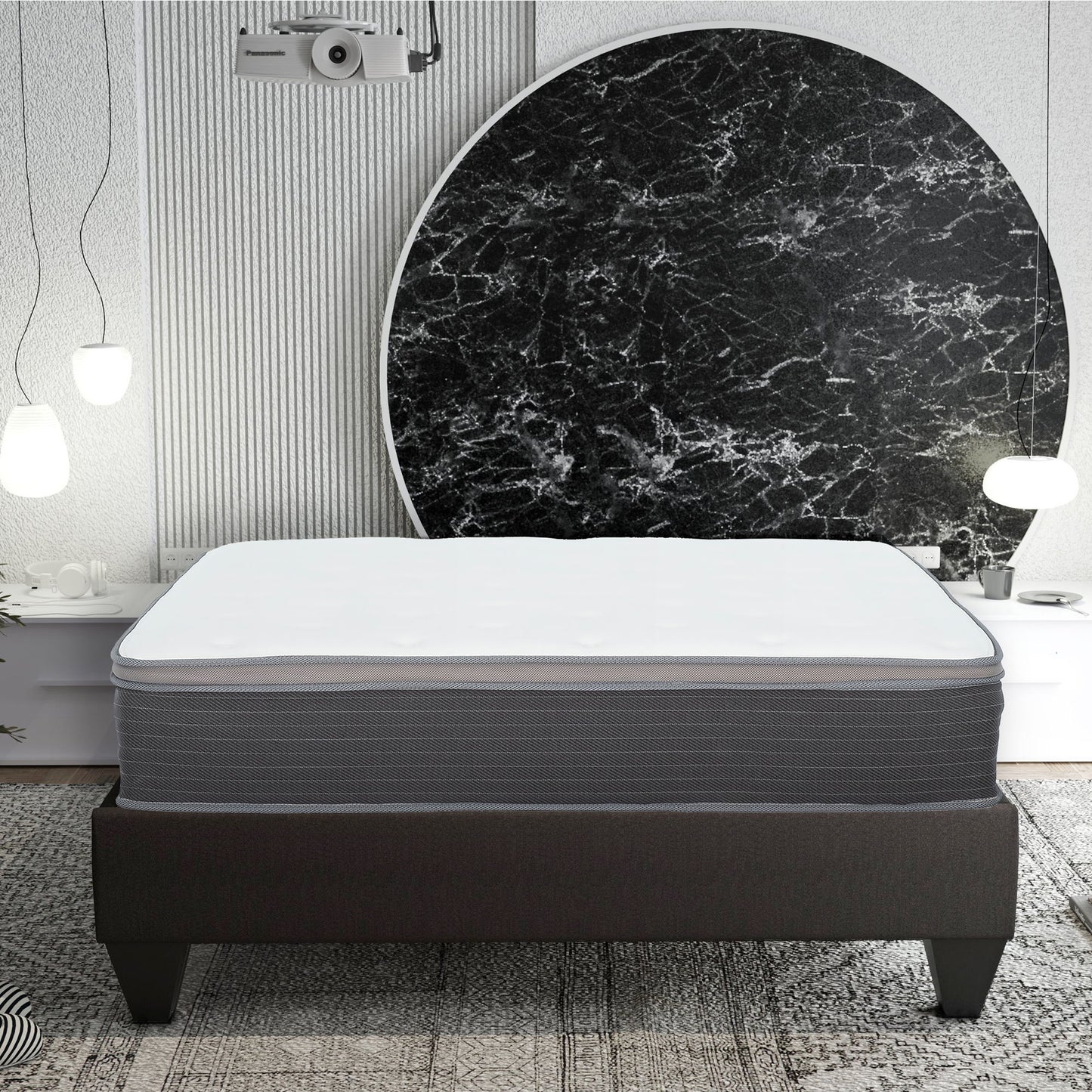 12'' Hybrid Mattress In A Box, Plush Gel Memory Foam Mattress Top With Pocket Coil Base - Gray / White - Queen Daily Nest