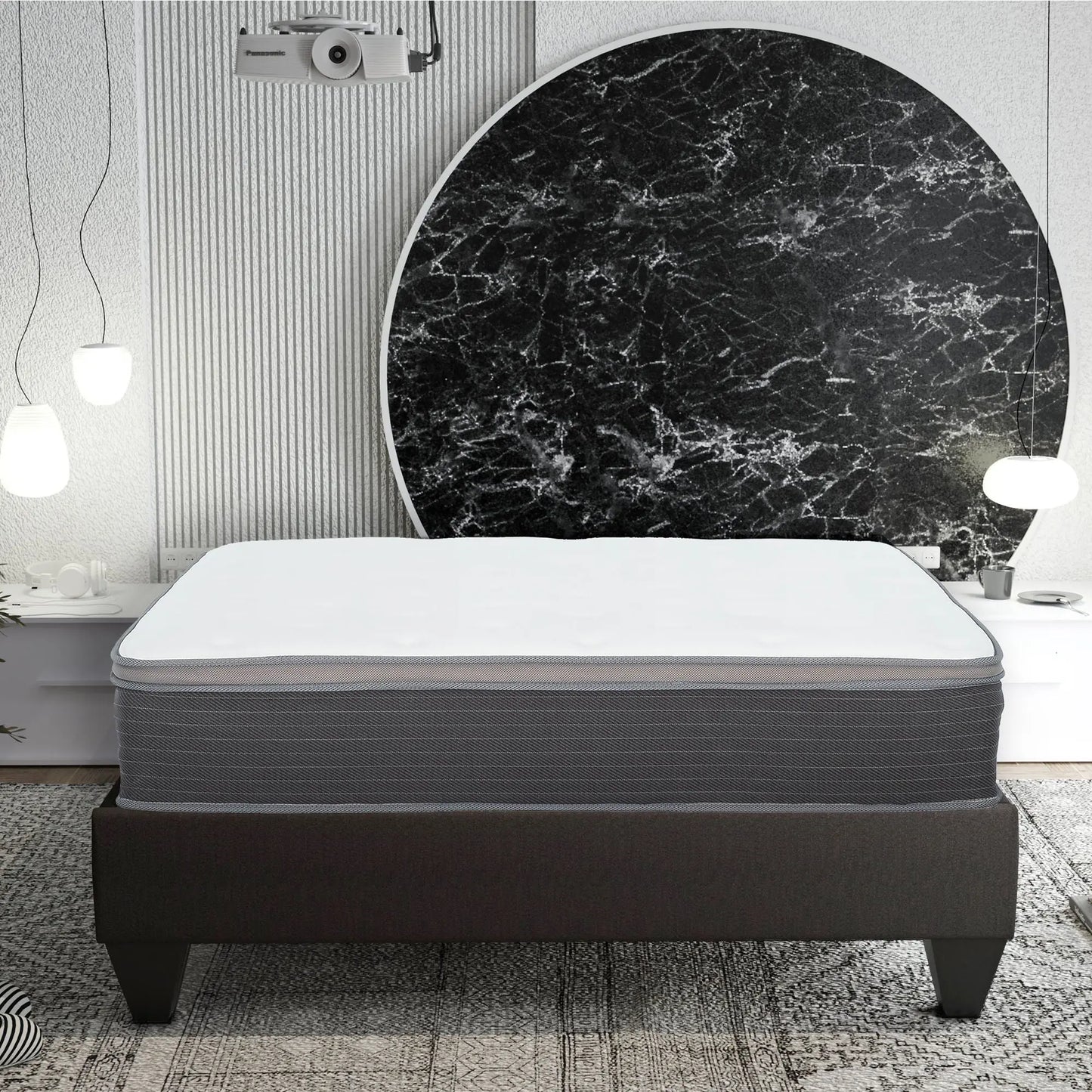 12'' Hybrid Mattress In A Box, Plush Gel Memory Foam Mattress Top With Pocket Coil Base - Gray / White - Queen Daily Nest