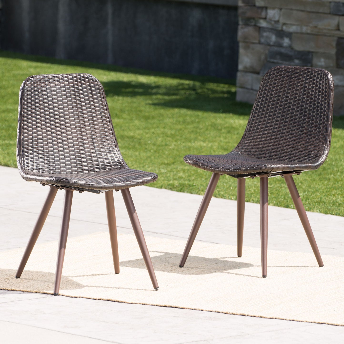 Dreamweaver - Outdoor Dining Chair With Powder Coated Legs (Set of 2) - Brown Noble House